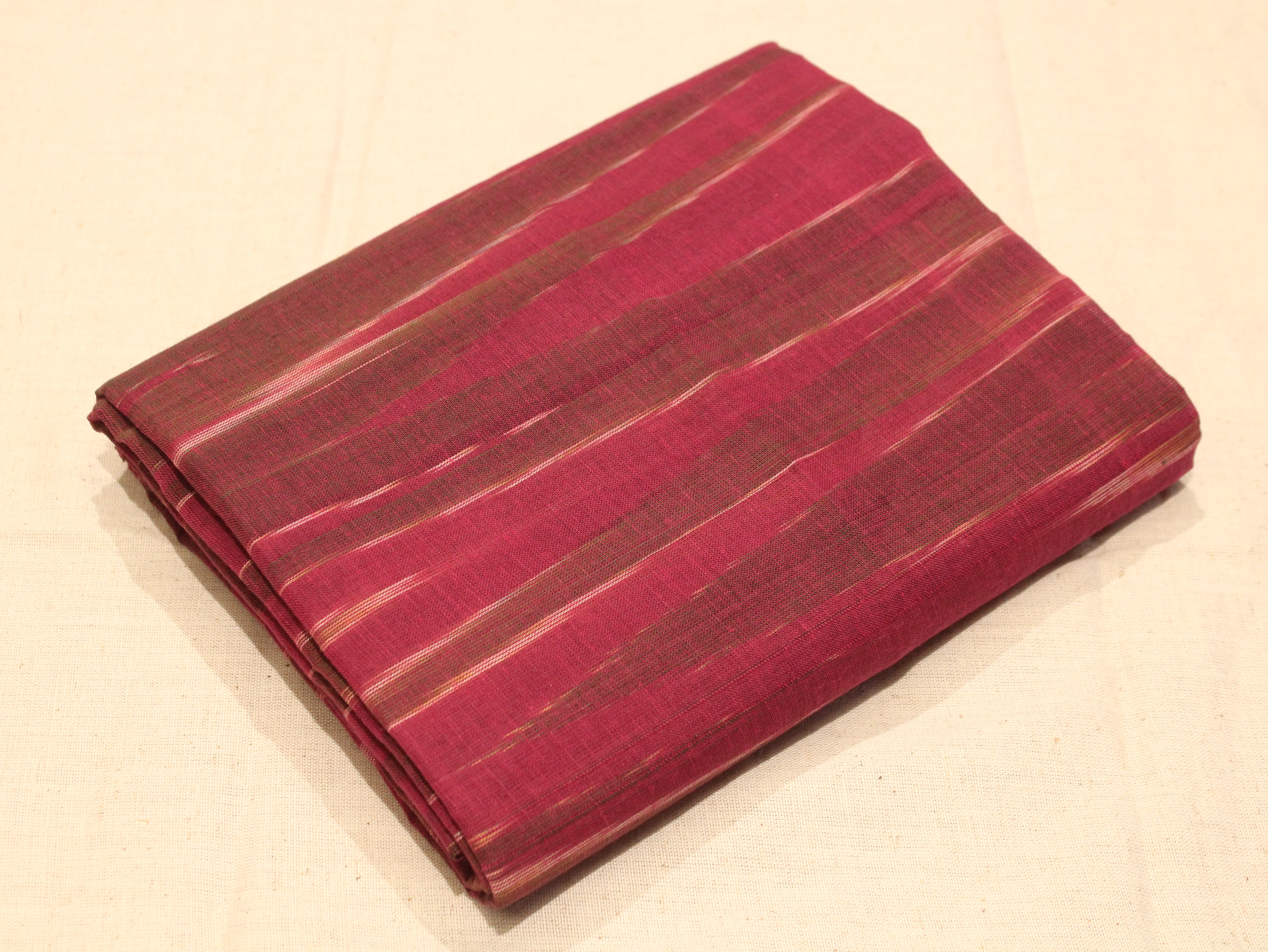 Mfoks : Handloom Pure Cotton Woven Fabric - Dark Rani