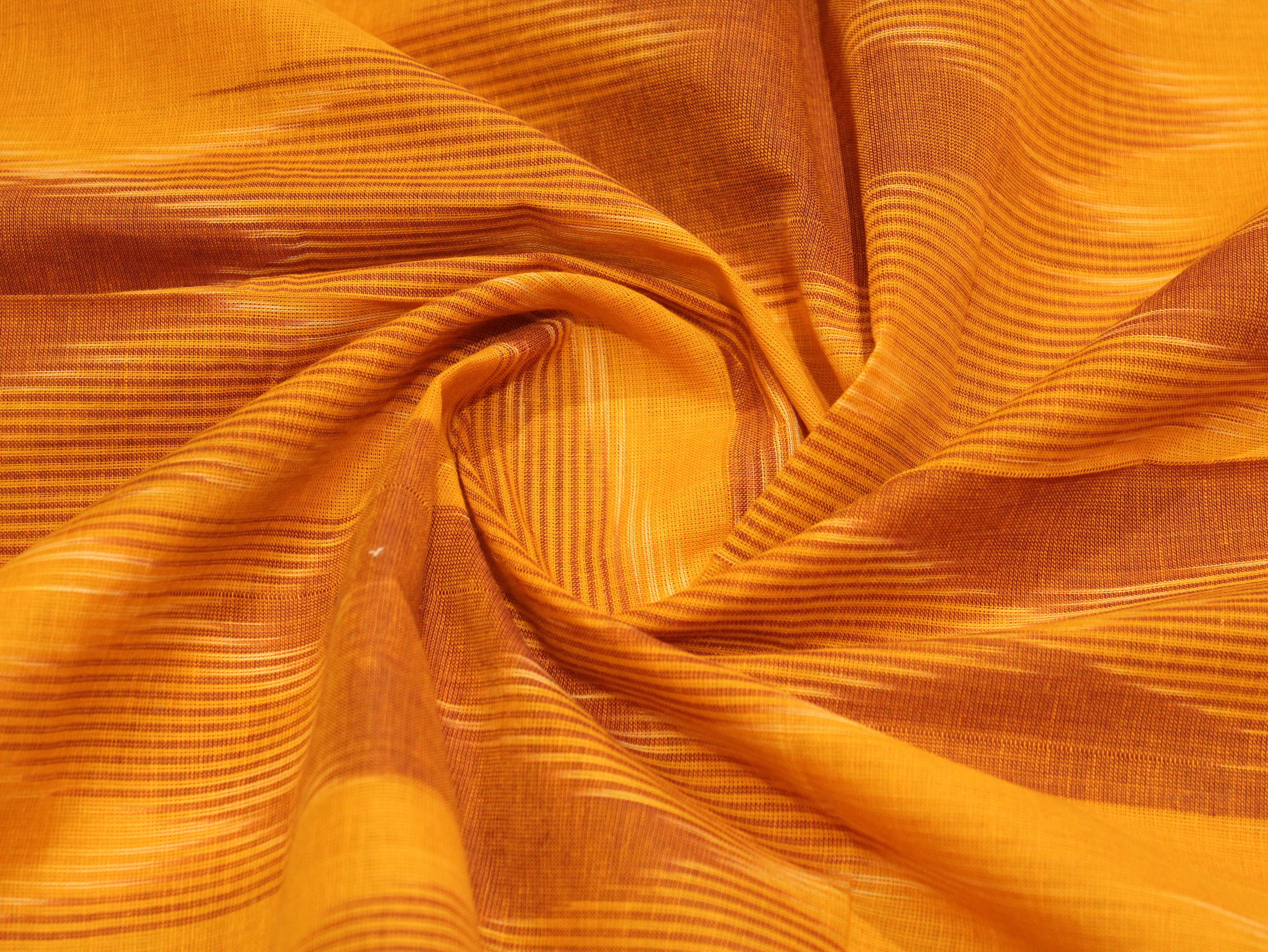 Mfoks : Handloom Pure Cotton Woven Fabric - Mustard