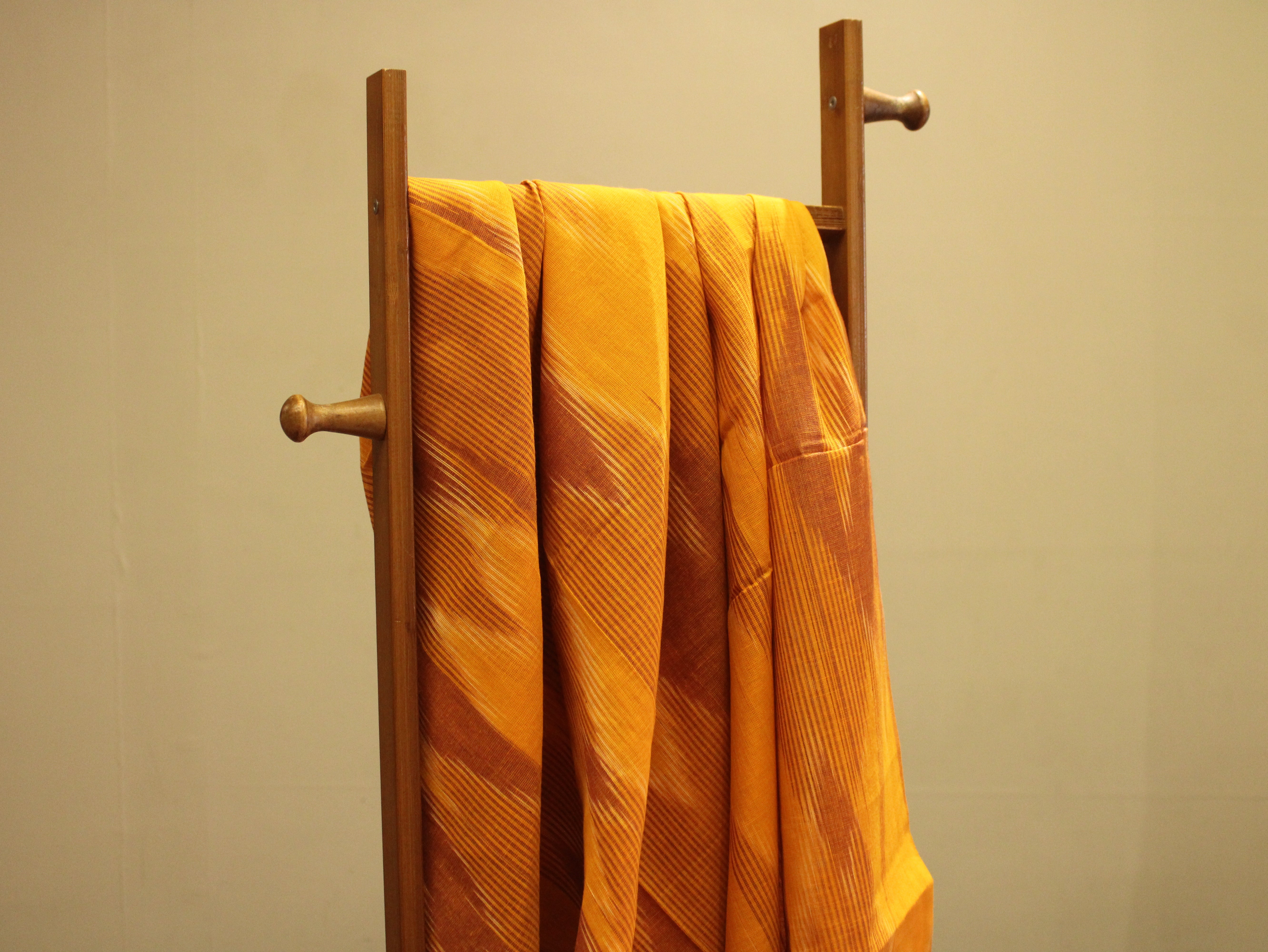 Mfoks : Handloom Pure Cotton Woven Fabric - Mustard