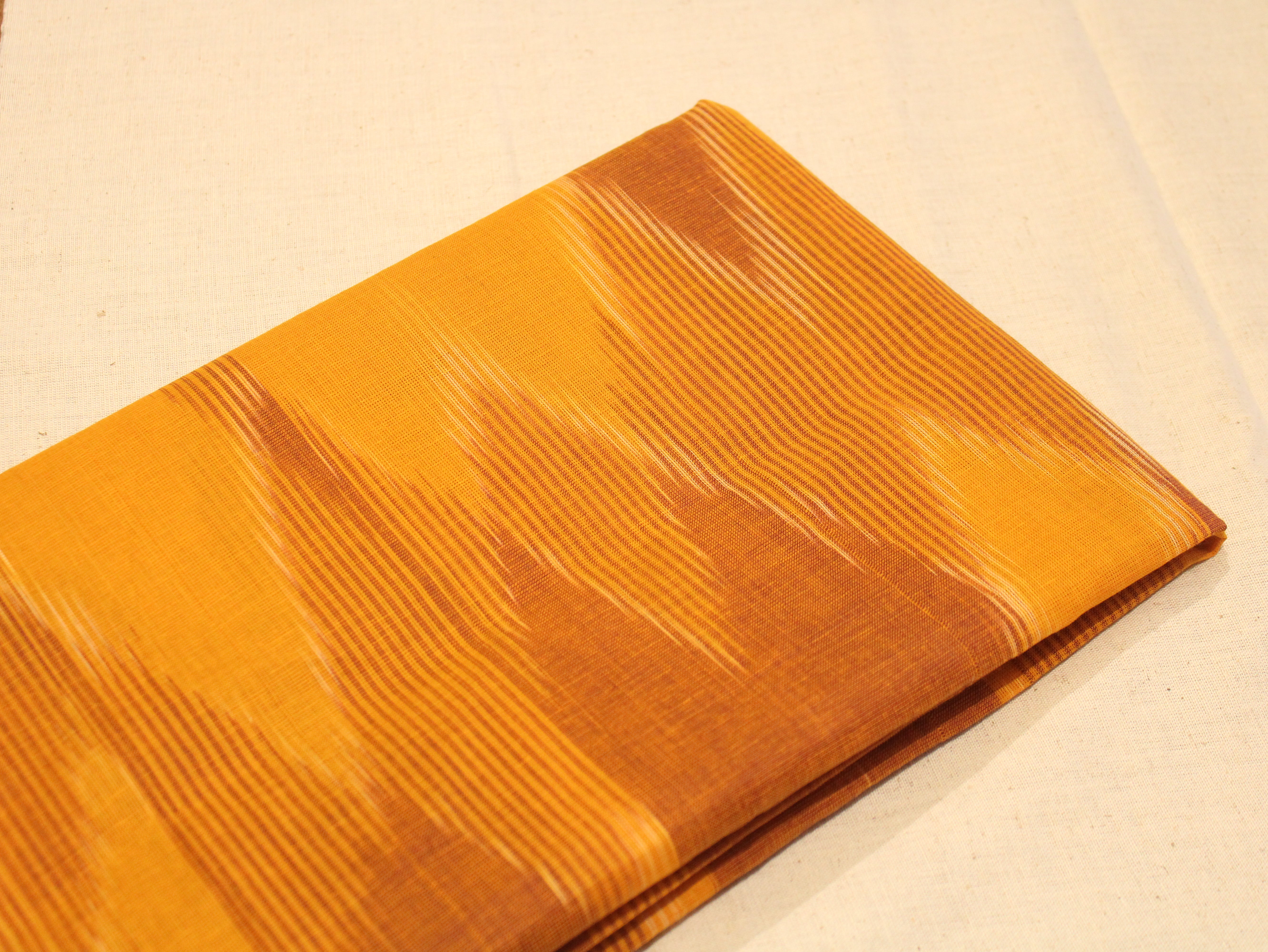 Mfoks : Handloom Pure Cotton Woven Fabric - Mustard