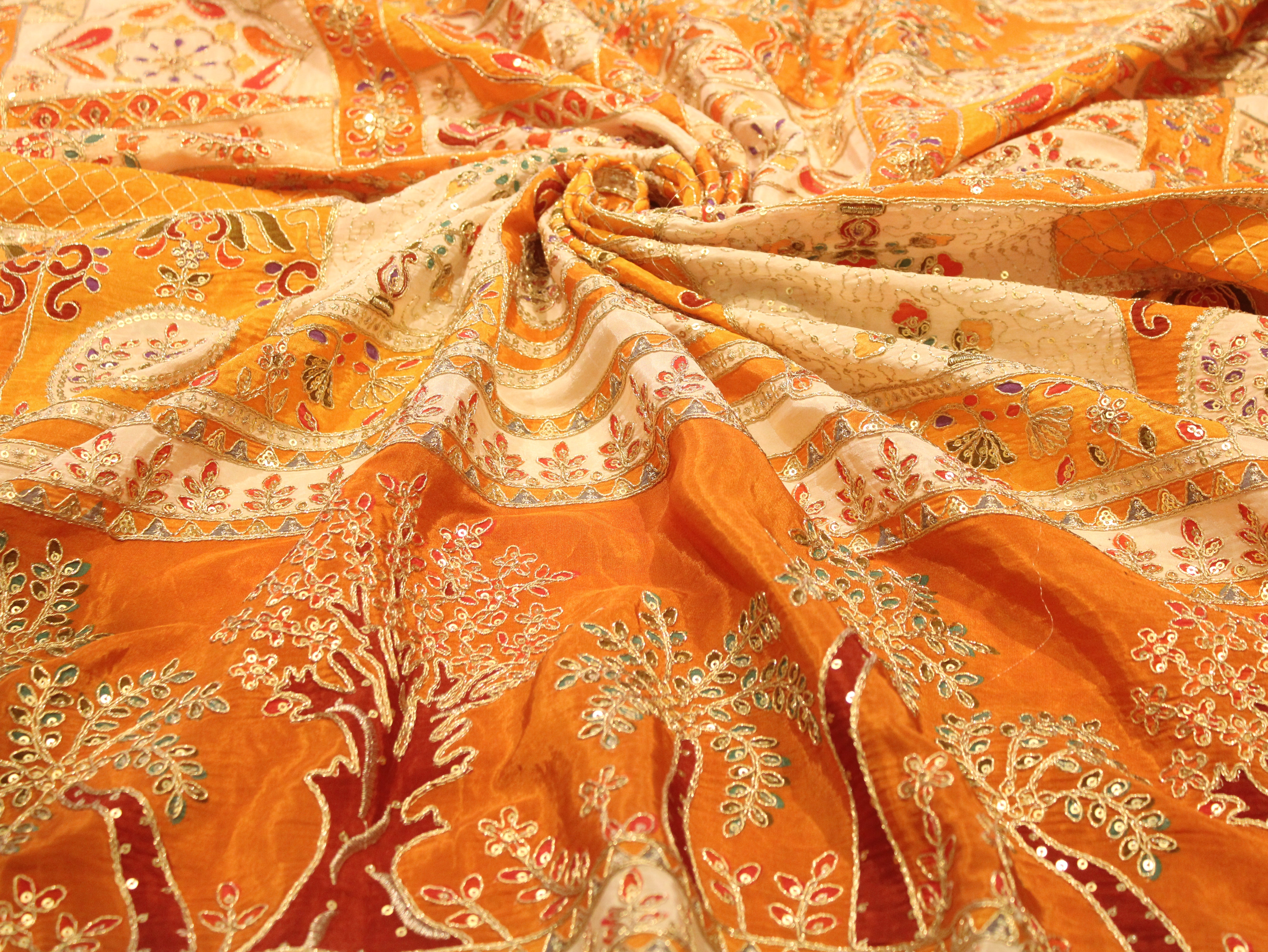 POSH : Premium Coding Work Natural Crepe Fabric  - Yellow