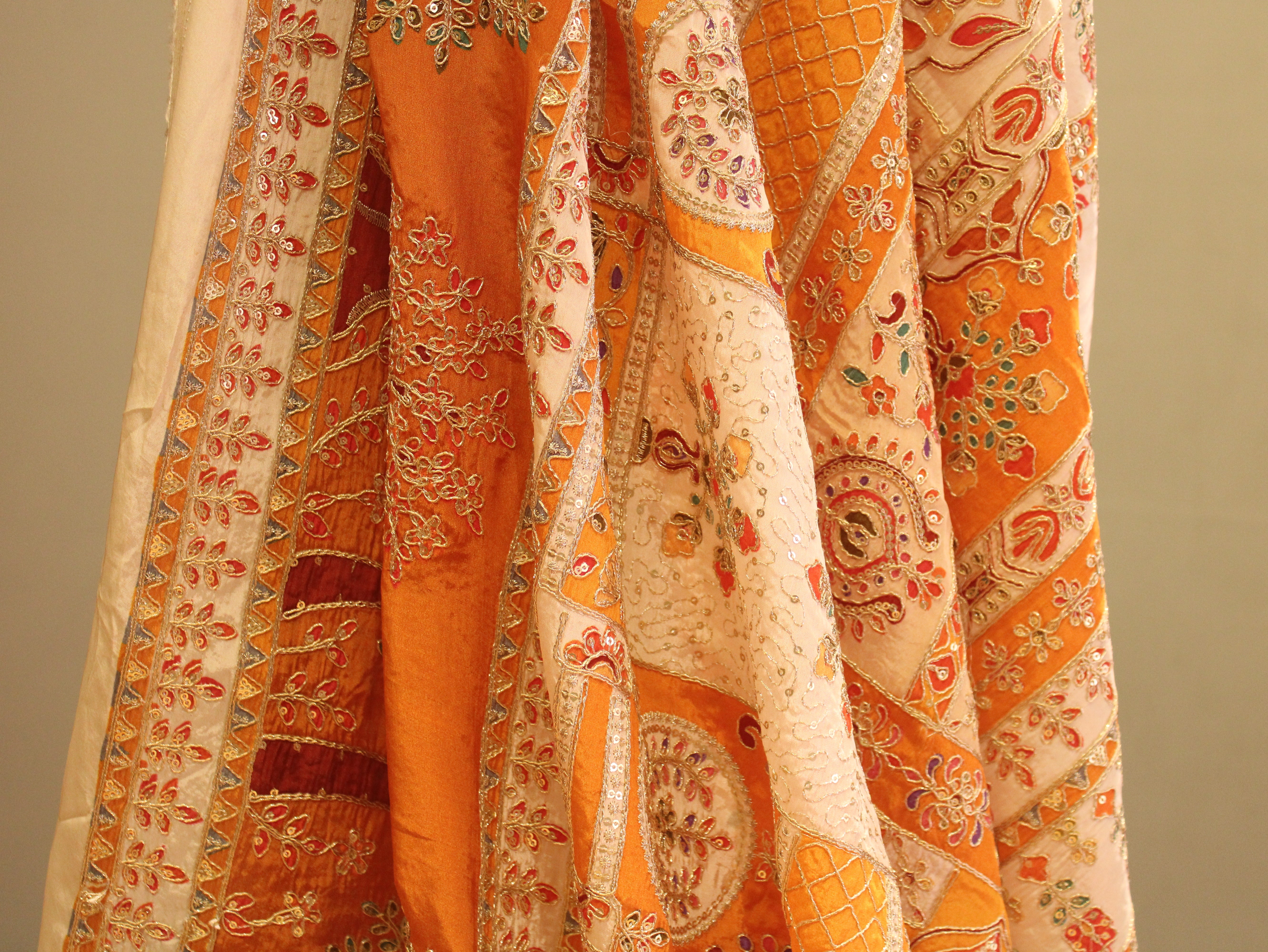 POSH : Premium Coding Work Natural Crepe Fabric  - Yellow