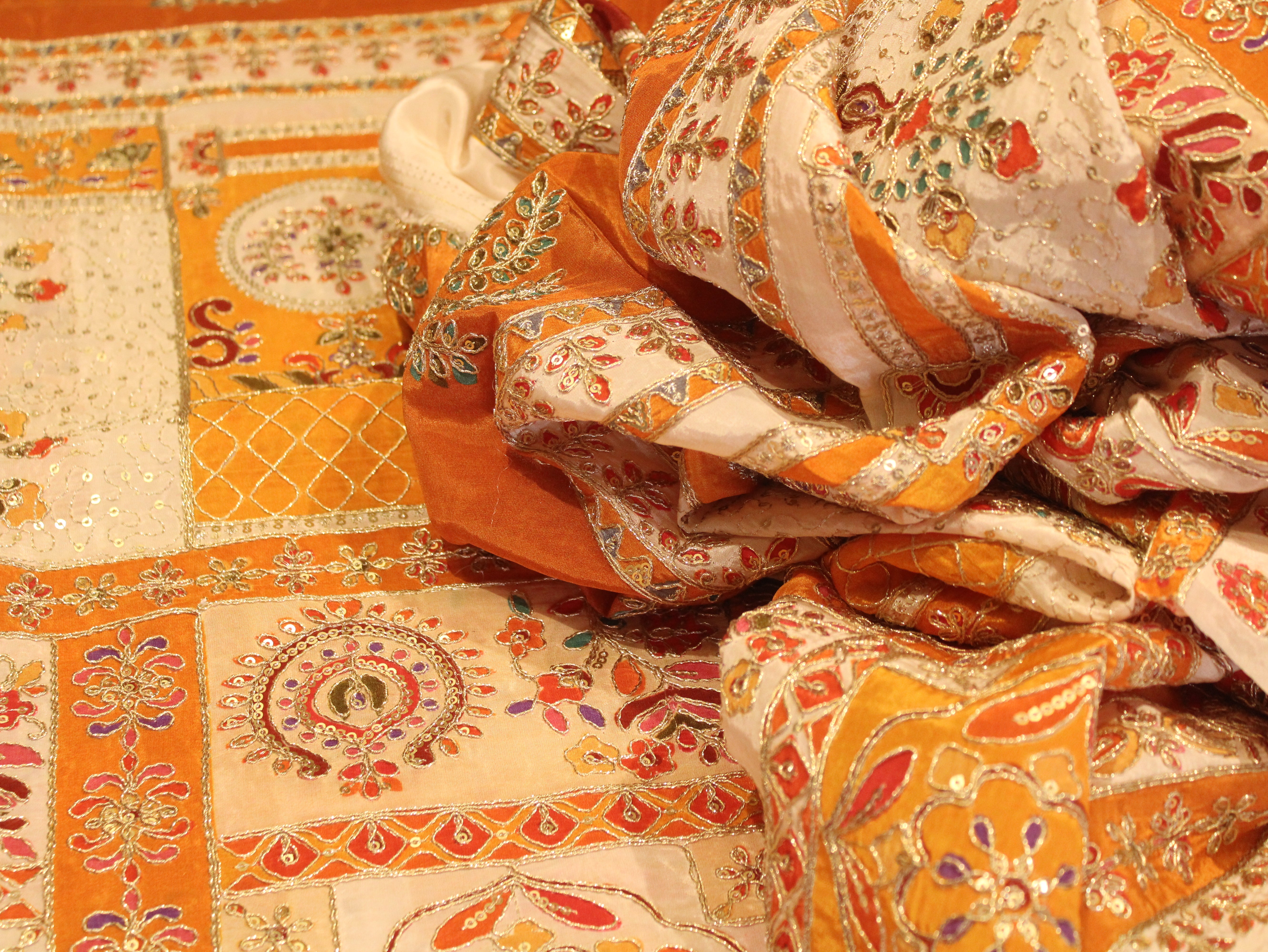 POSH : Premium Coding Work Natural Crepe Fabric  - Yellow