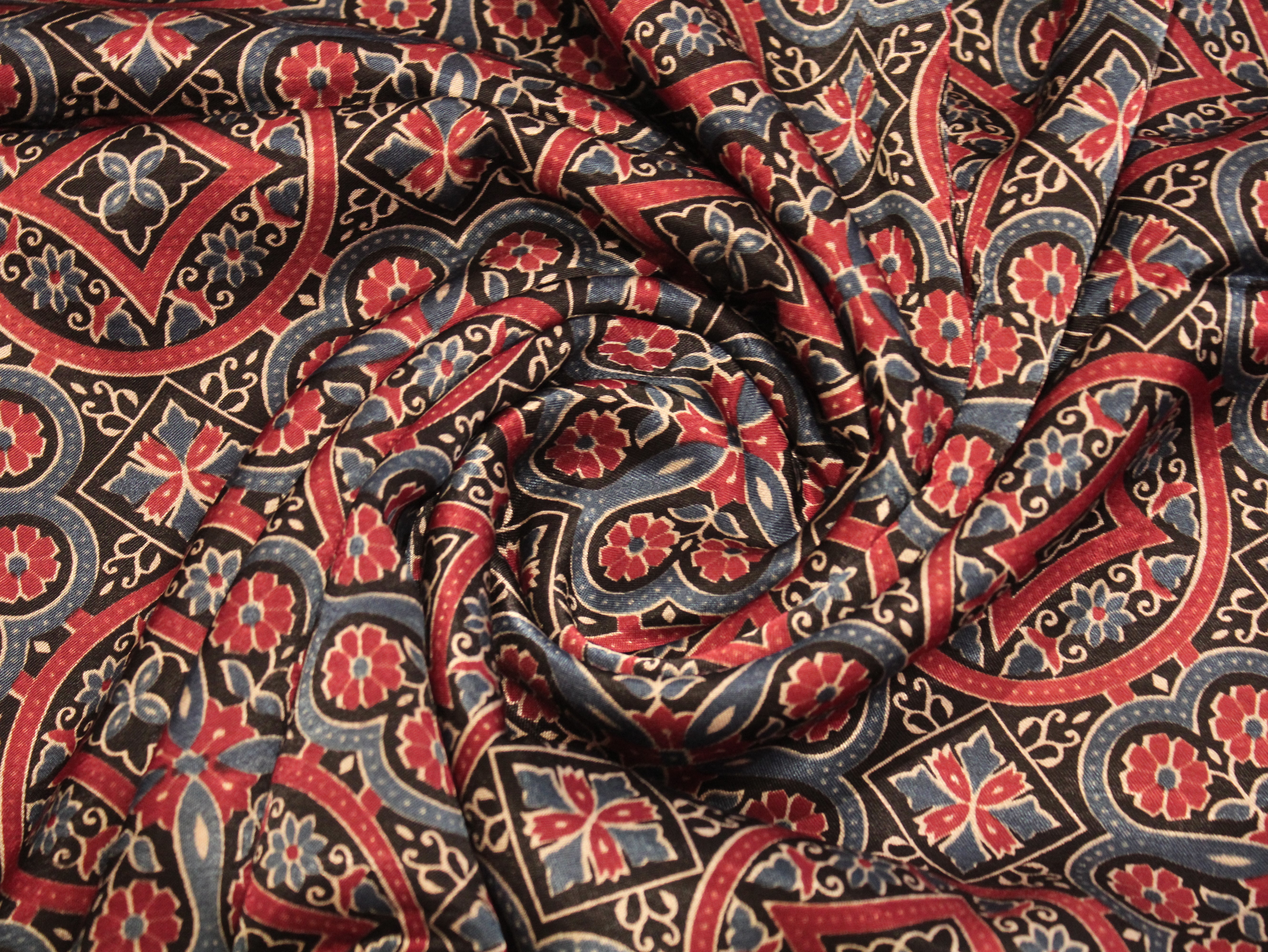 Viscose Gaji Silk Ajrakh Fabric