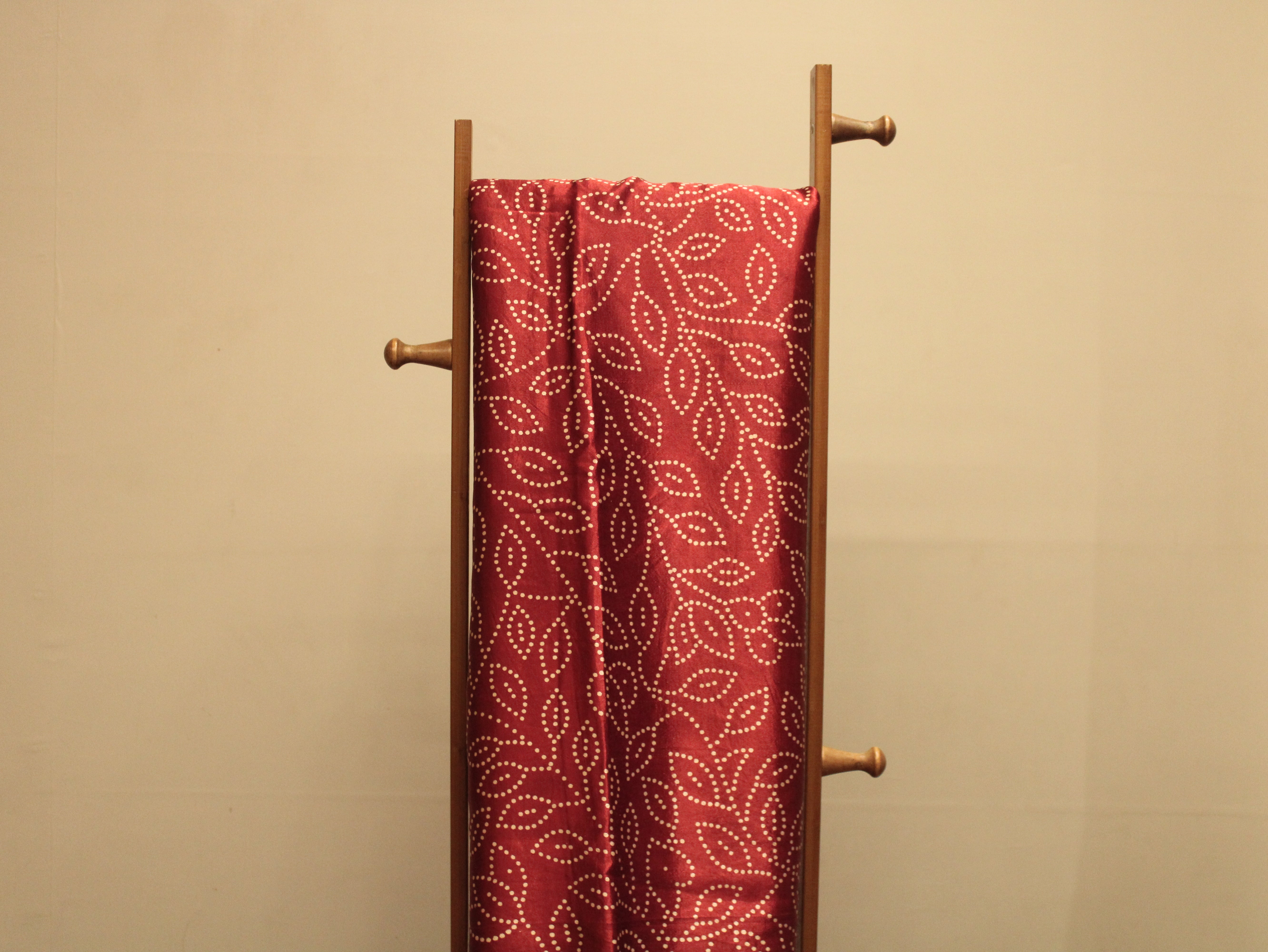 Viscose Gaji Silk Bandhini Fabric - Maroon