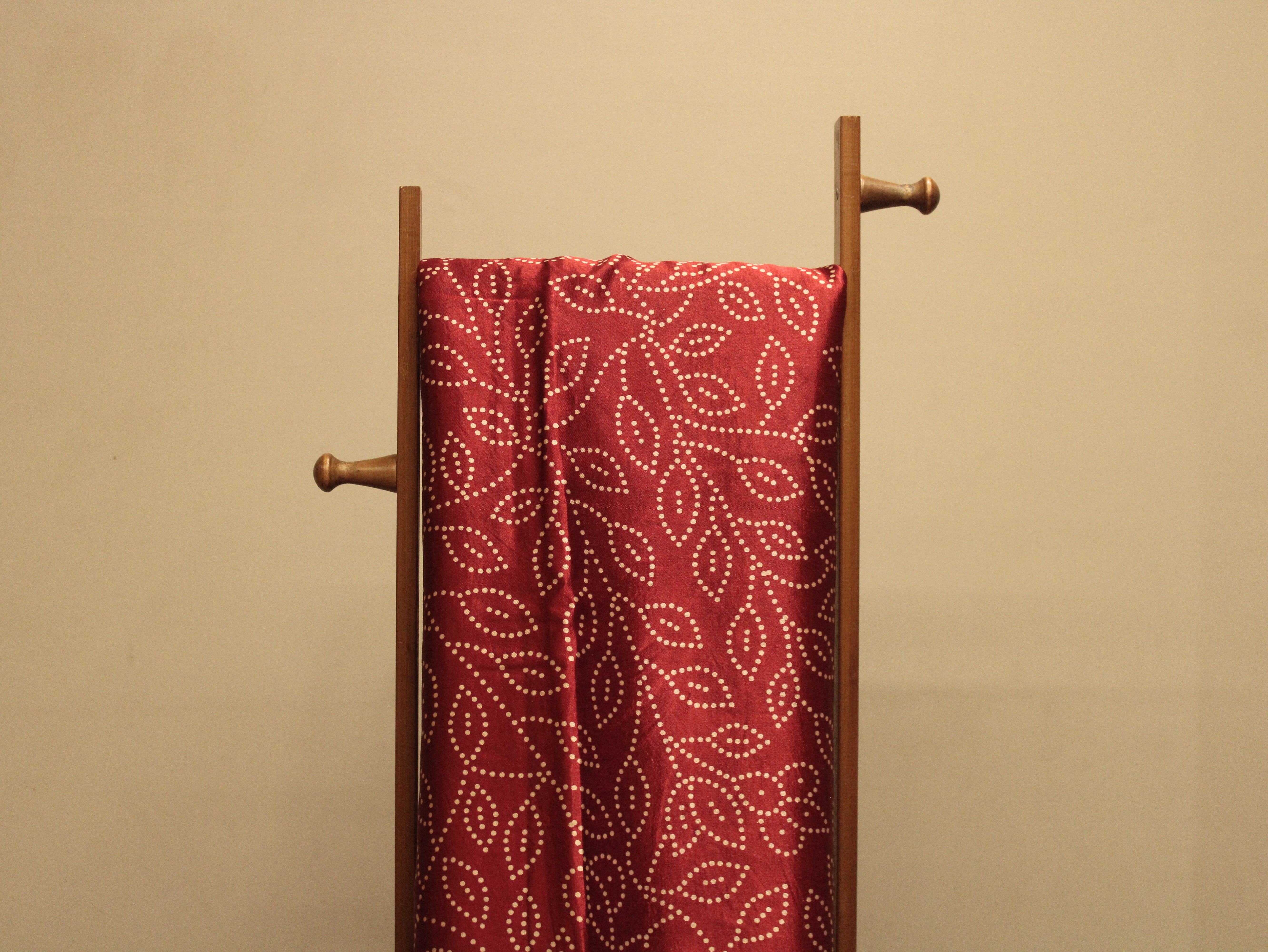 Viscose Gaji Silk Bandhini Fabric - Maroon