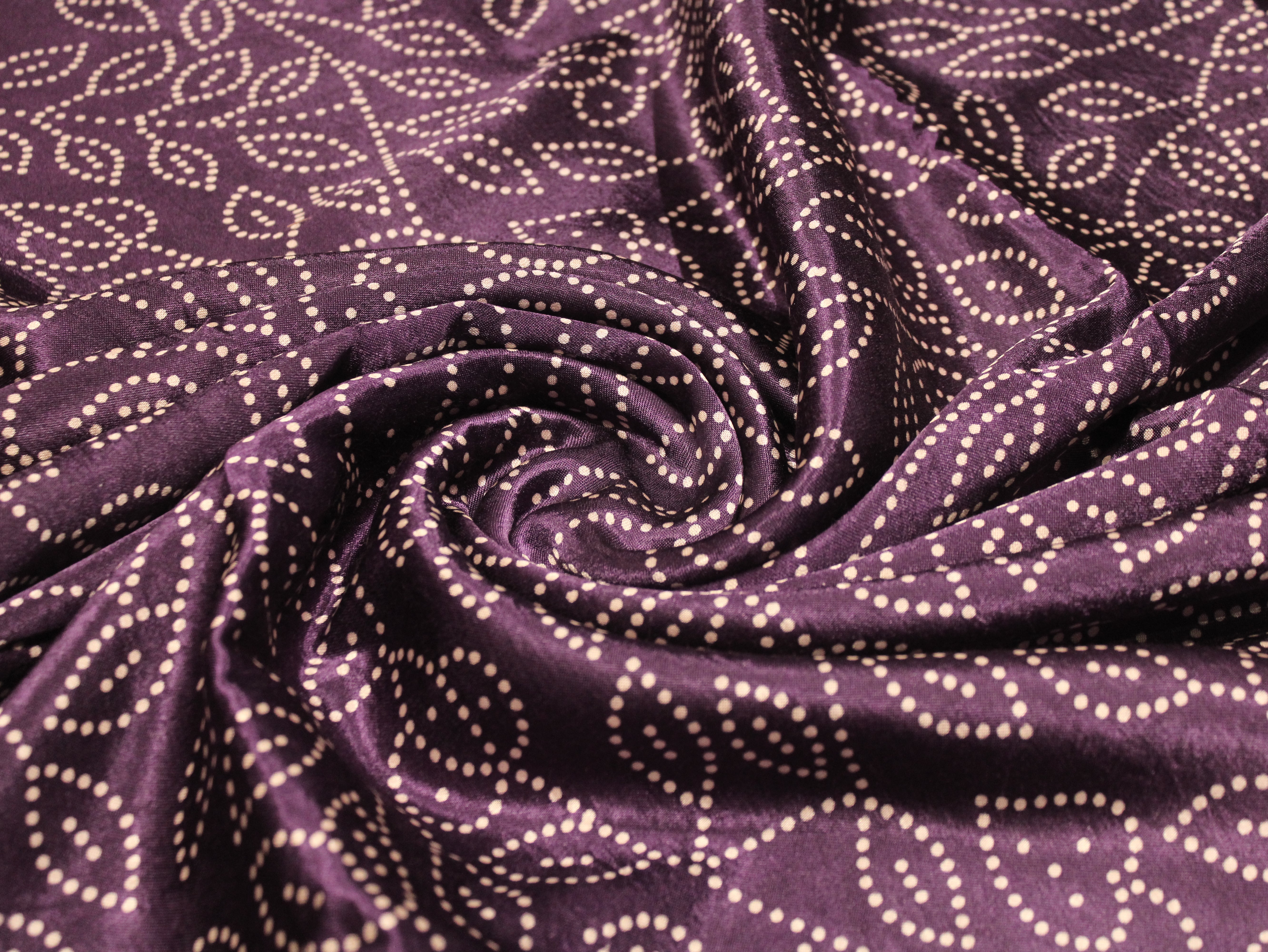 Viscose Gaji Silk Bandhini Fabric - Purple