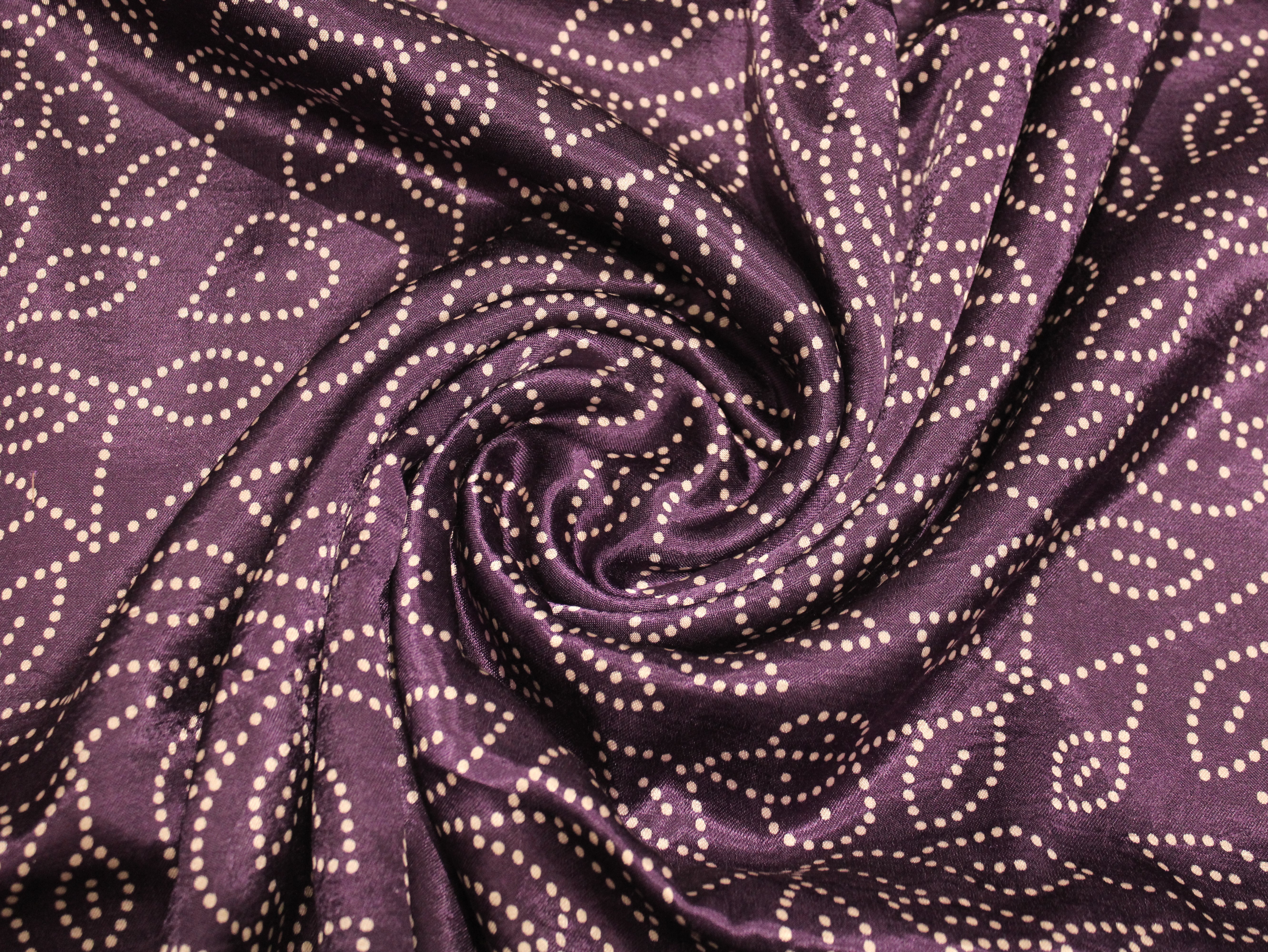 Viscose Gaji Silk Bandhini Fabric - Purple