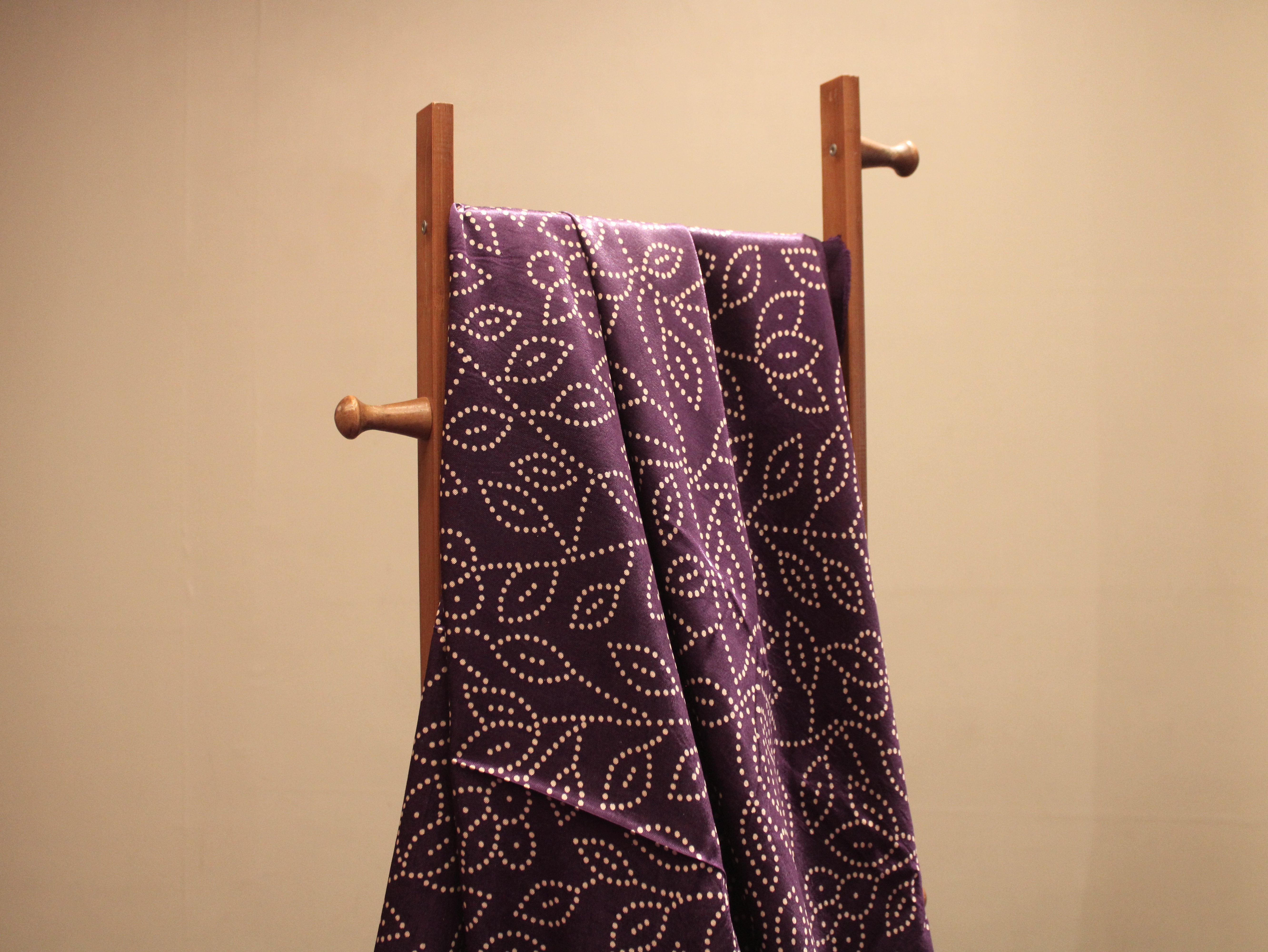Viscose Gaji Silk Bandhini Fabric - Purple