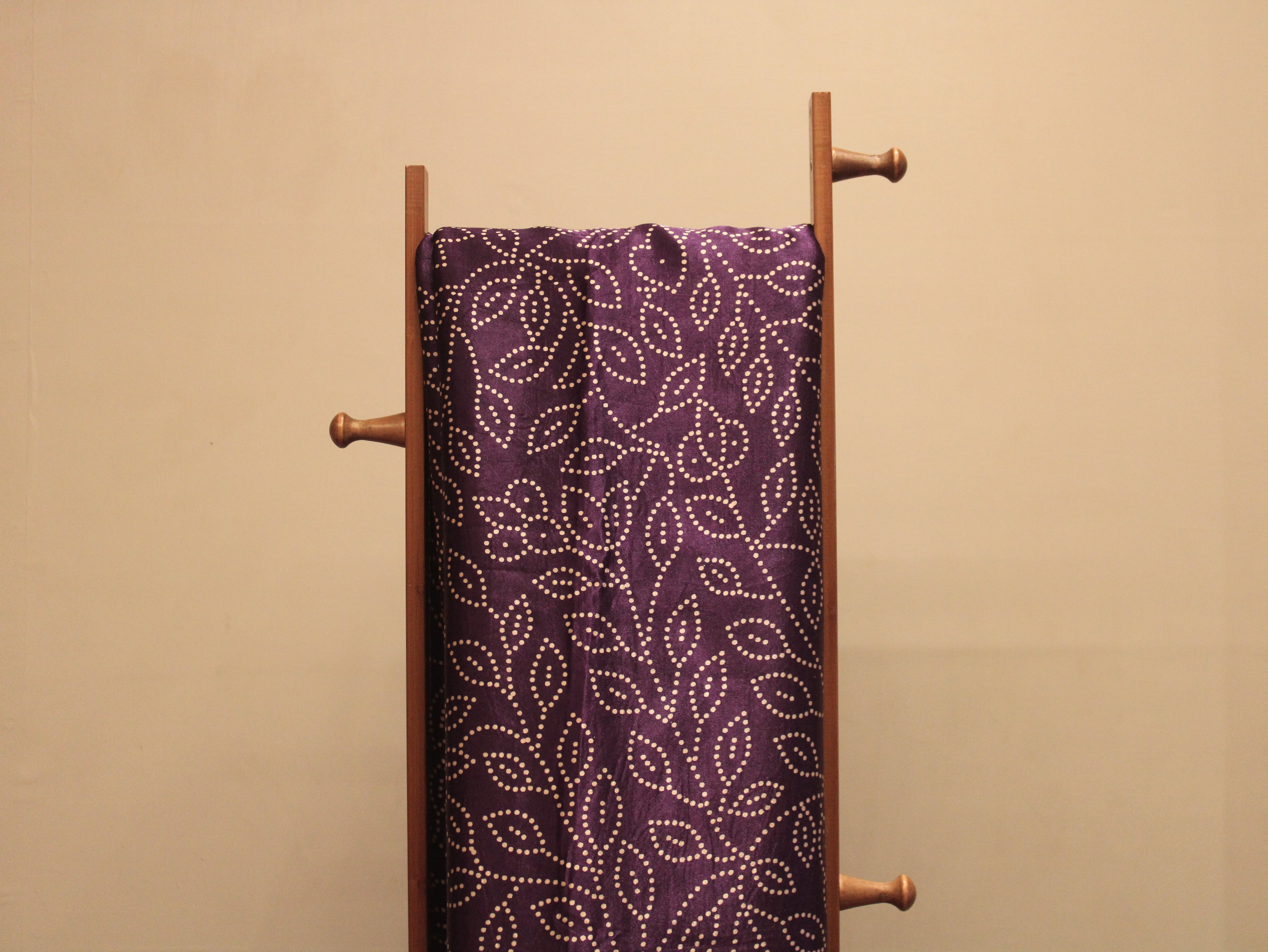Viscose Gaji Silk Bandhini Fabric - Purple