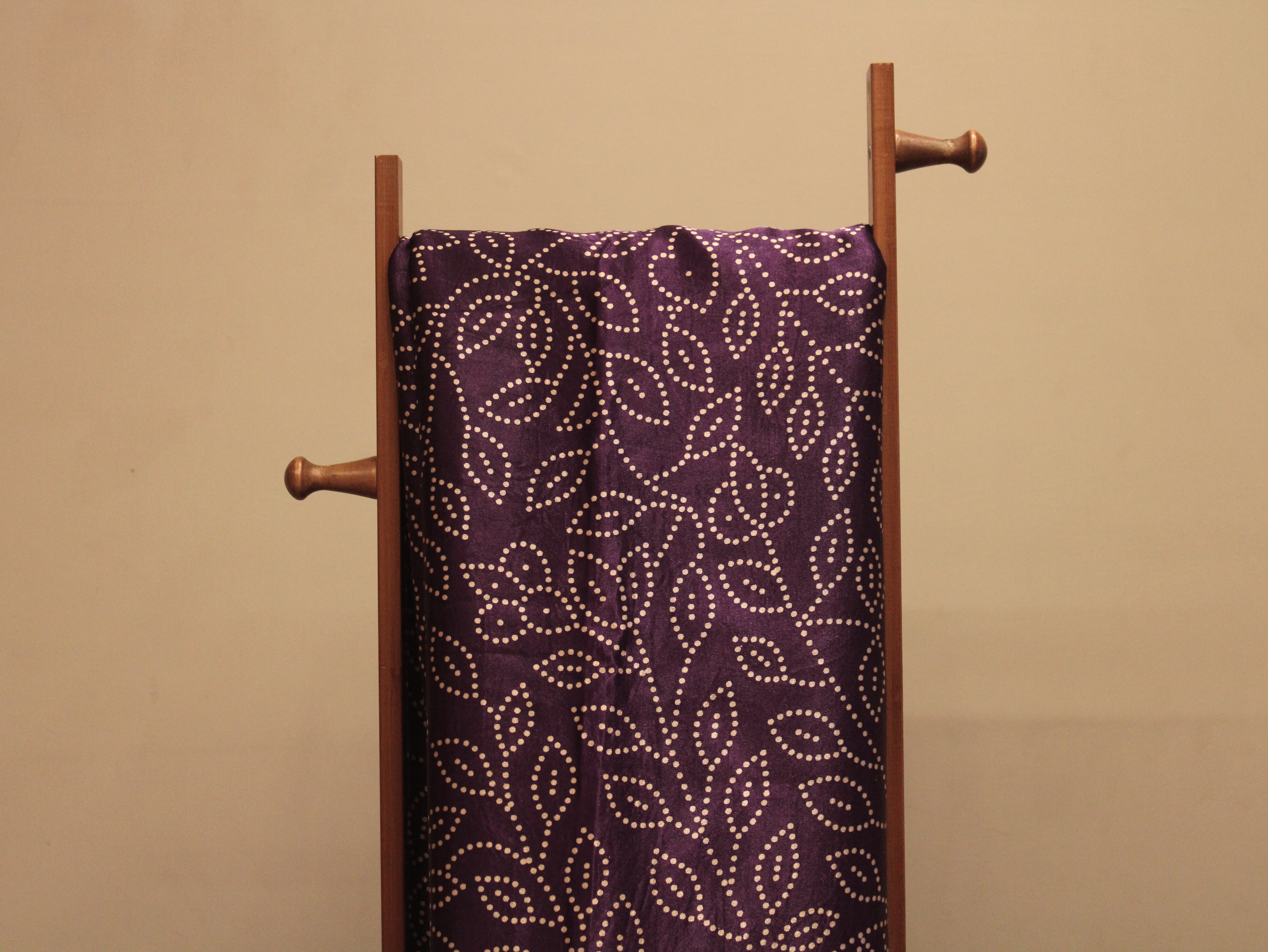 Viscose Gaji Silk Bandhini Fabric - Purple