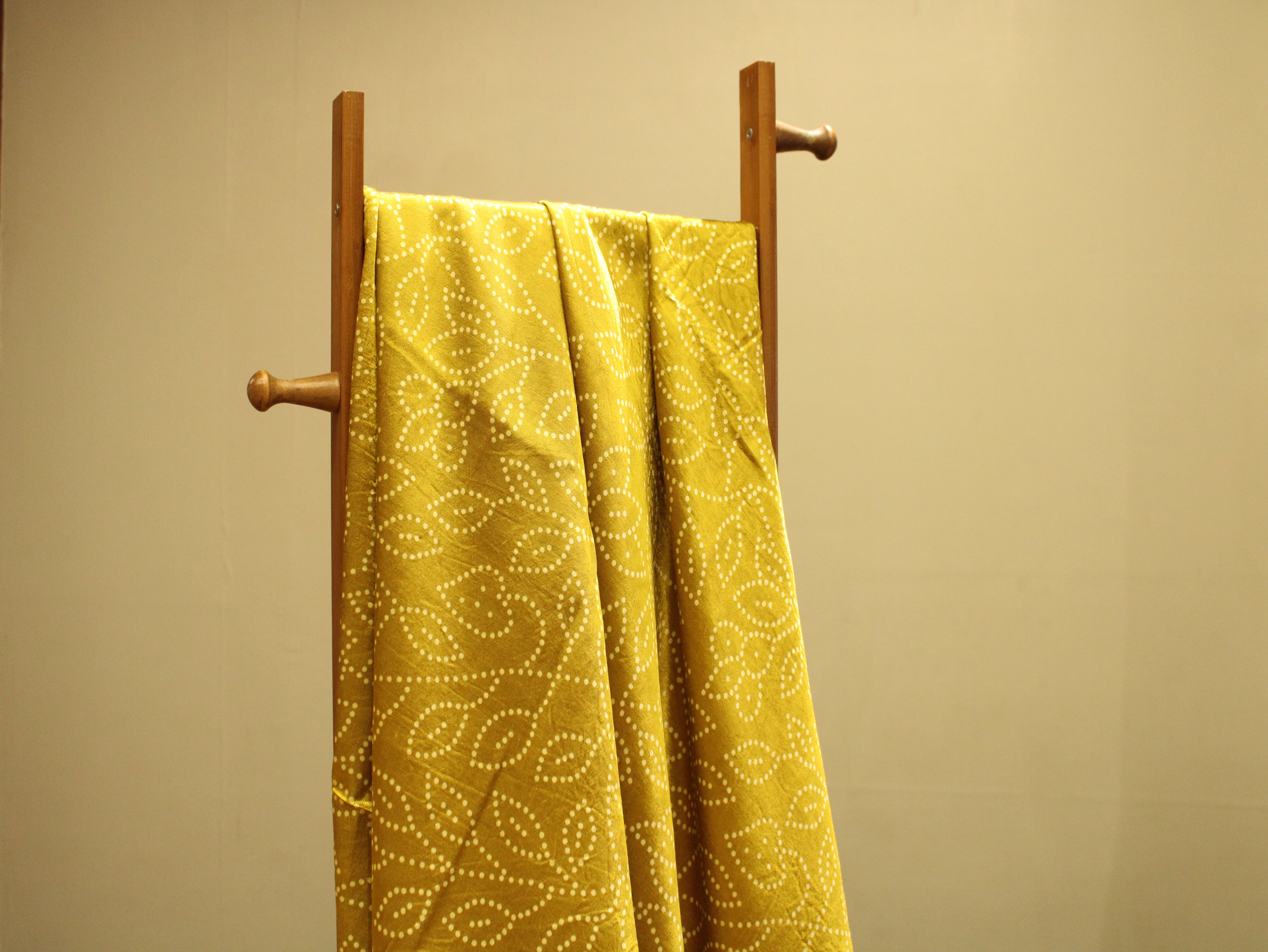 Viscose Gaji Silk Bandhini Fabric - Yellow