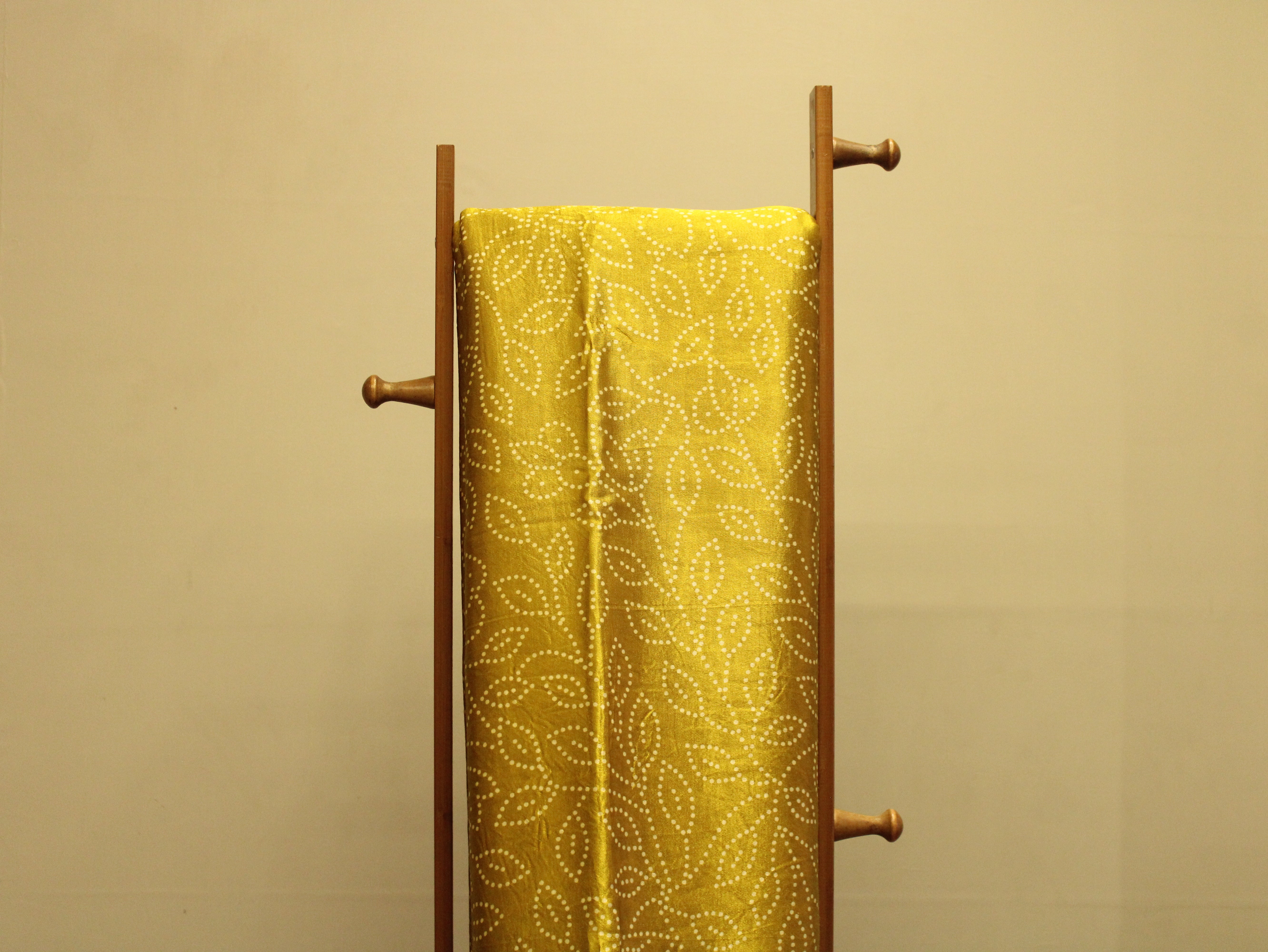 Viscose Gaji Silk Bandhini Fabric - Yellow