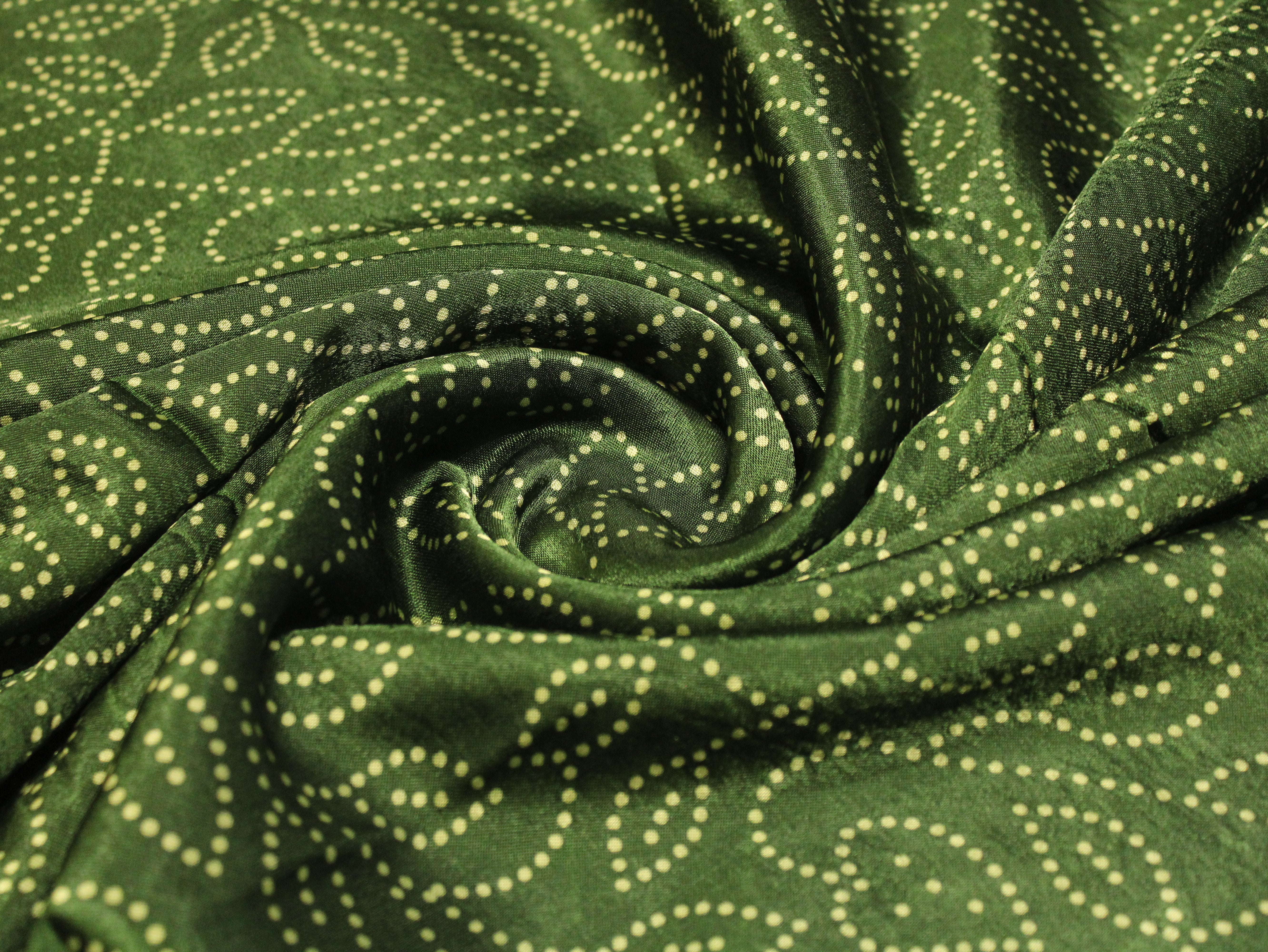 Viscose Gaji Silk Bandhini Fabric - Green