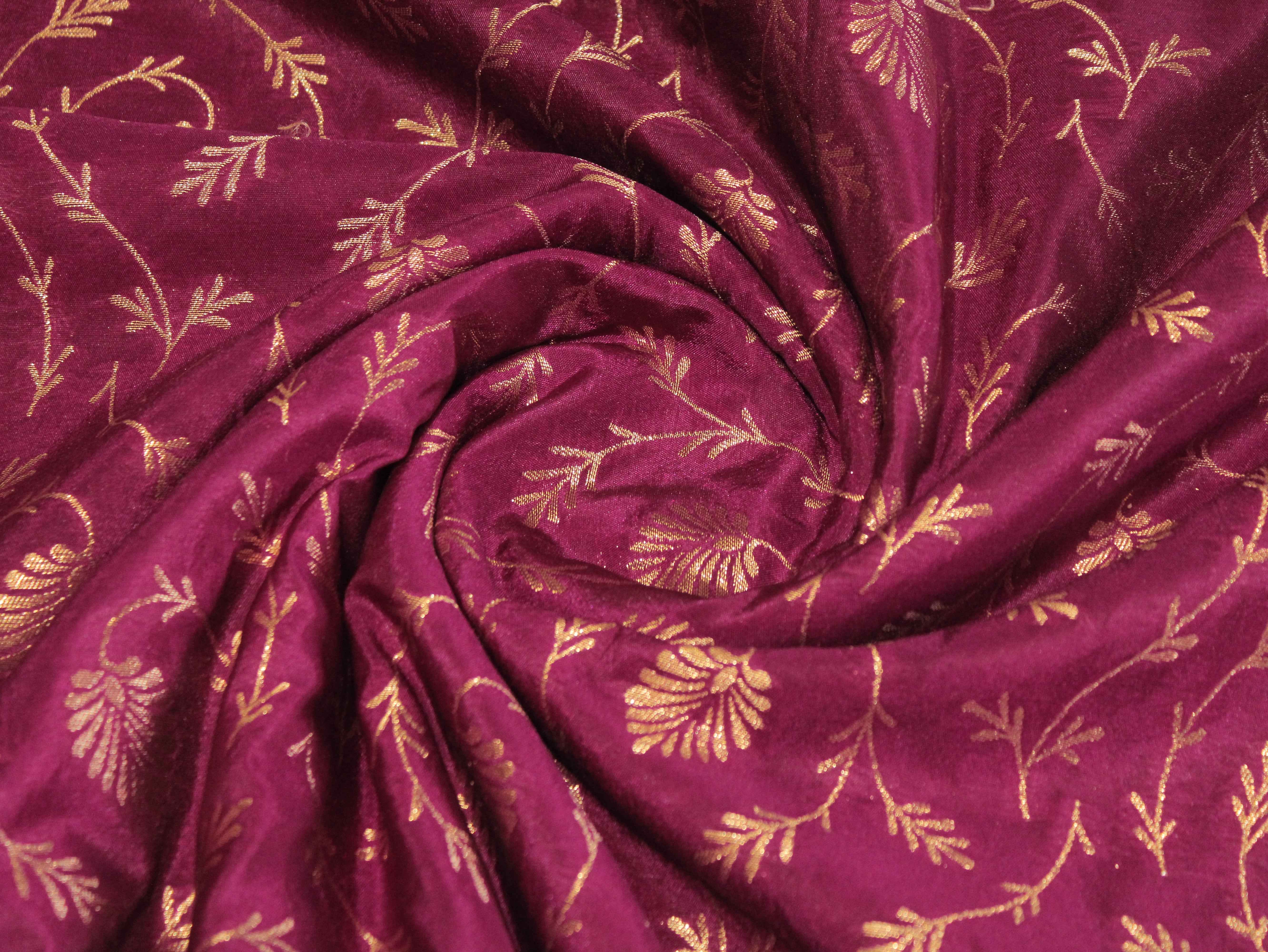 Katan Silk Brocade Fabric - Magenta