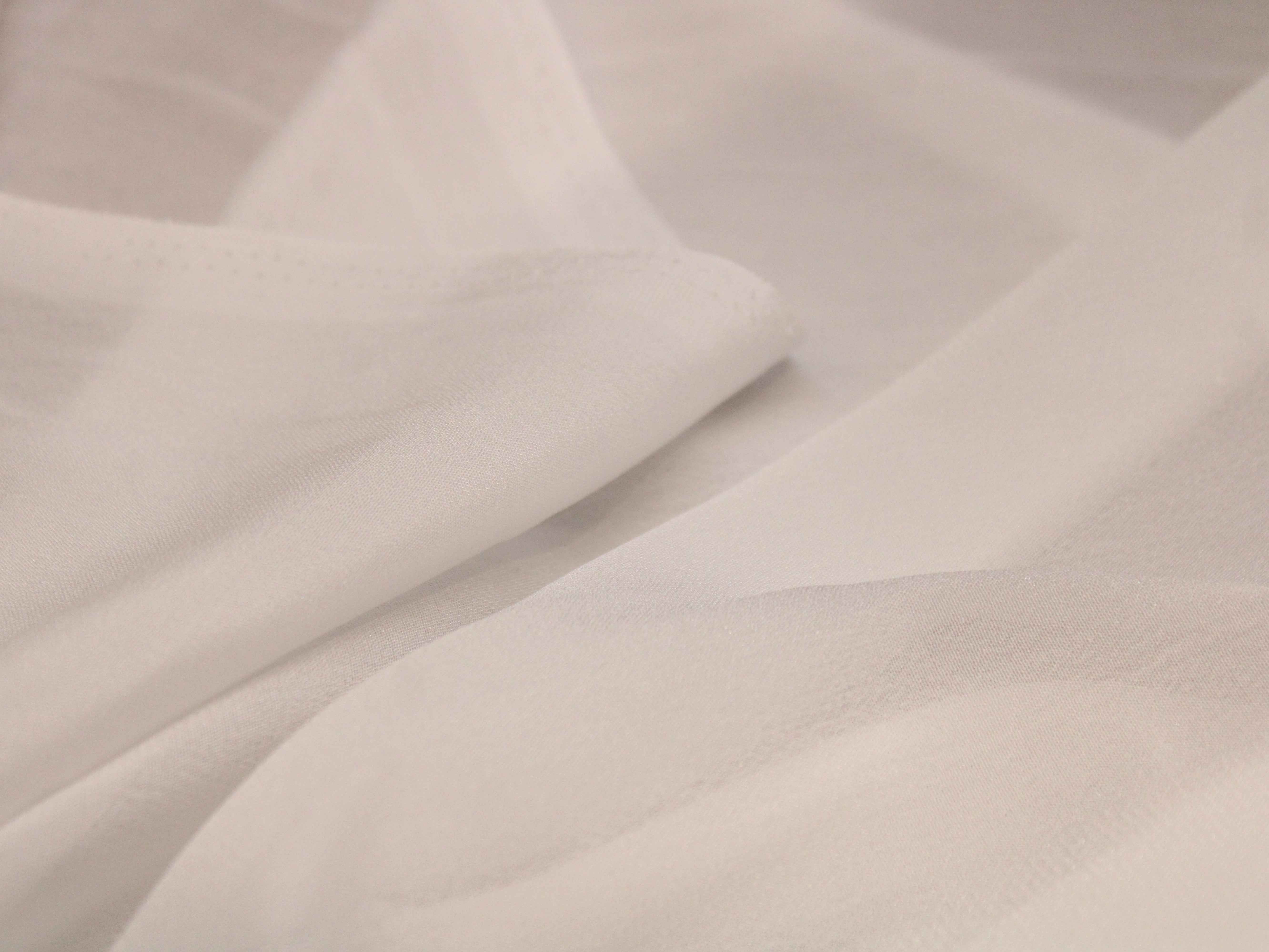 White Plain Kashmiri Rasgulla Crepe Fabric