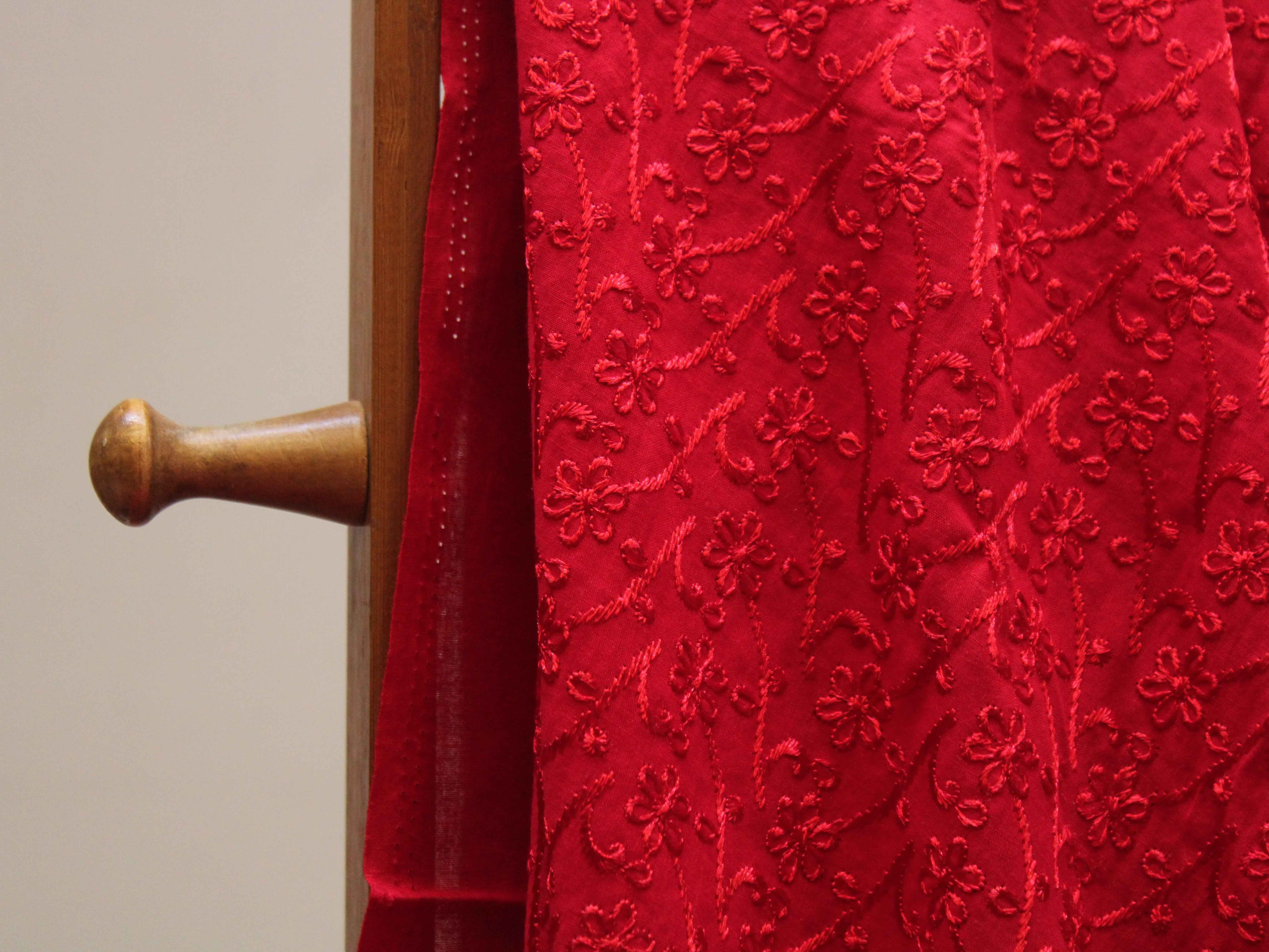 Premium Cotton Embroidery Fabric - Red