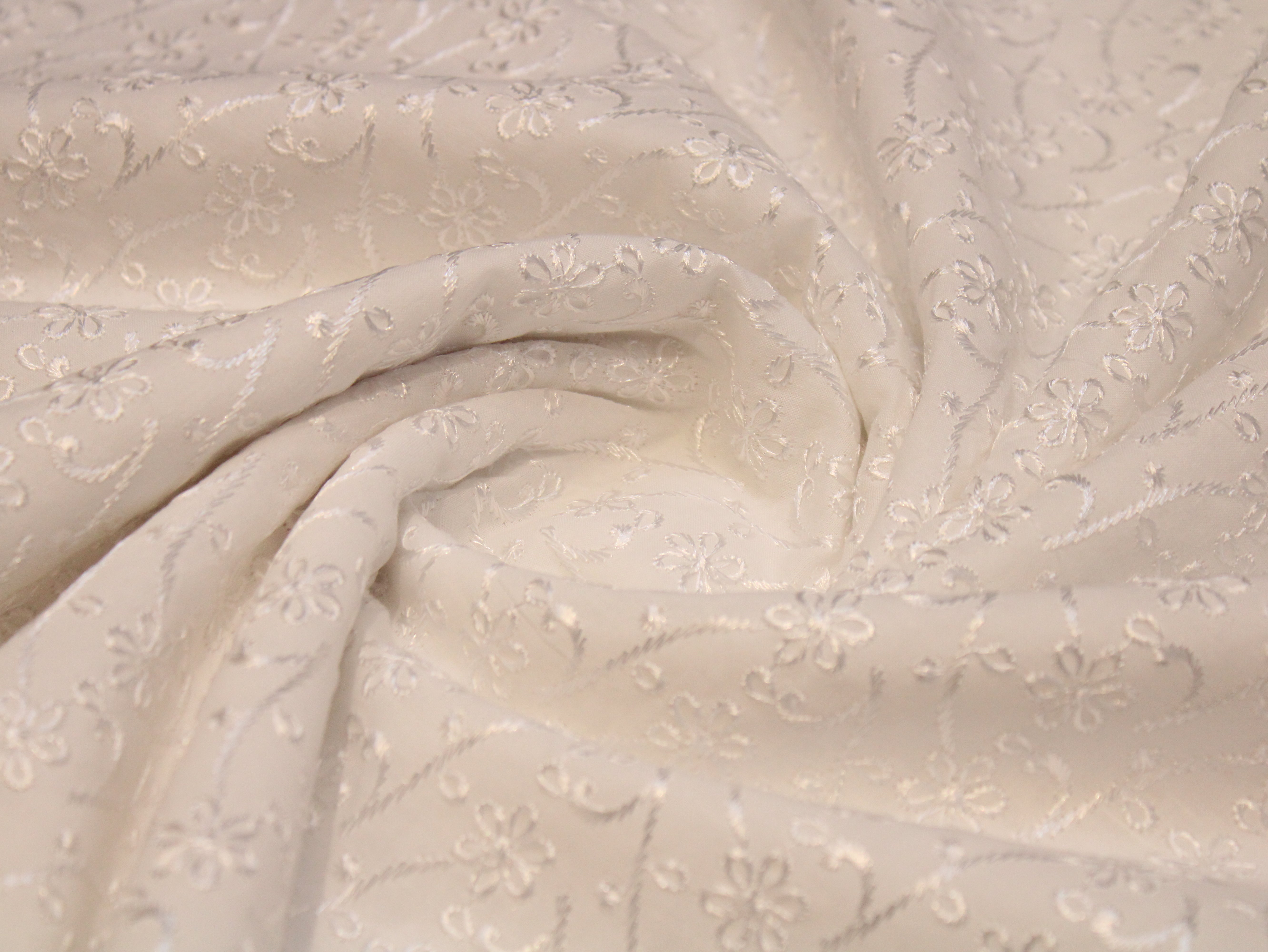 Premium Cotton Embroidery Fabric - White