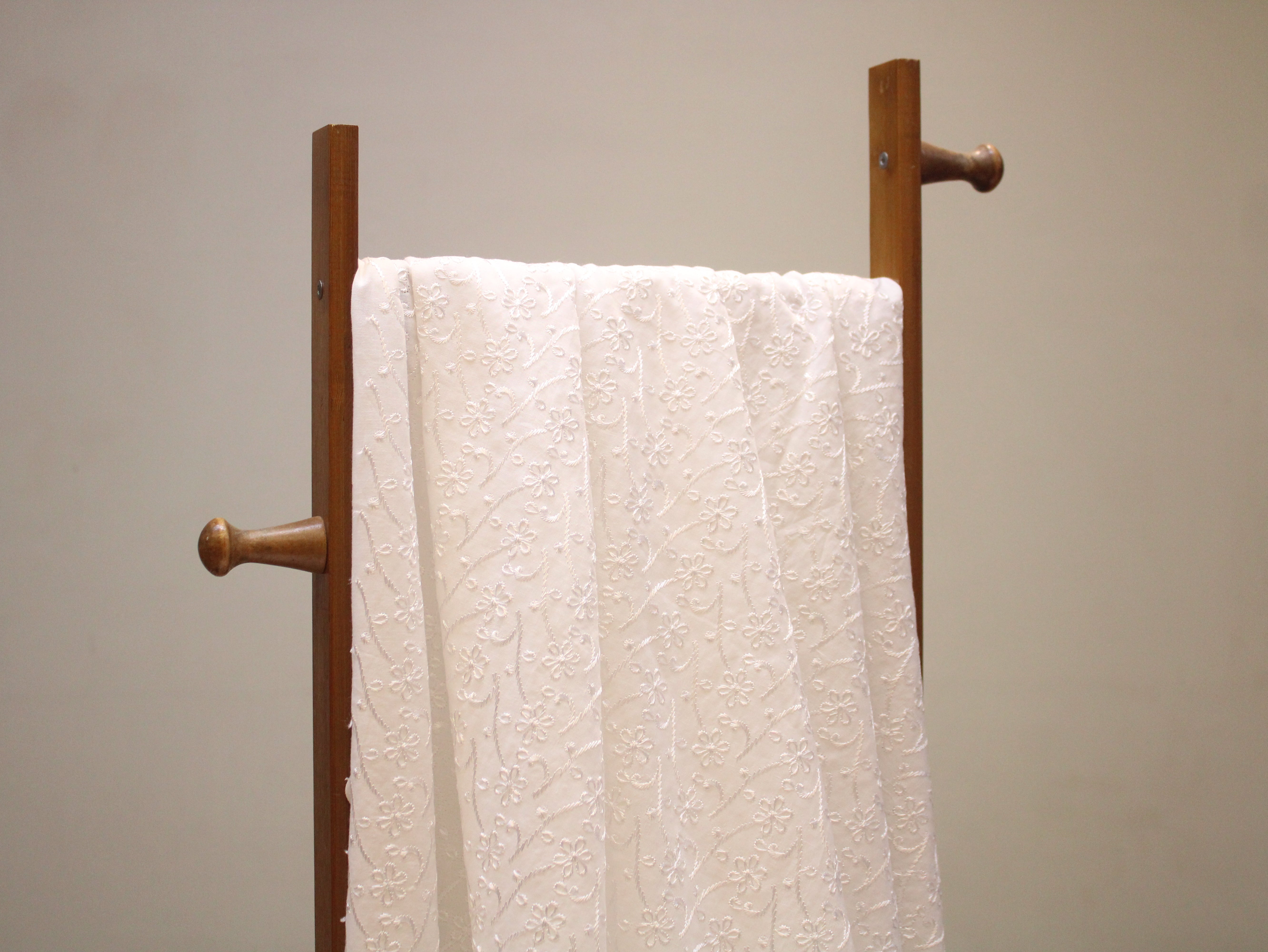 Premium Cotton Embroidery Fabric - White