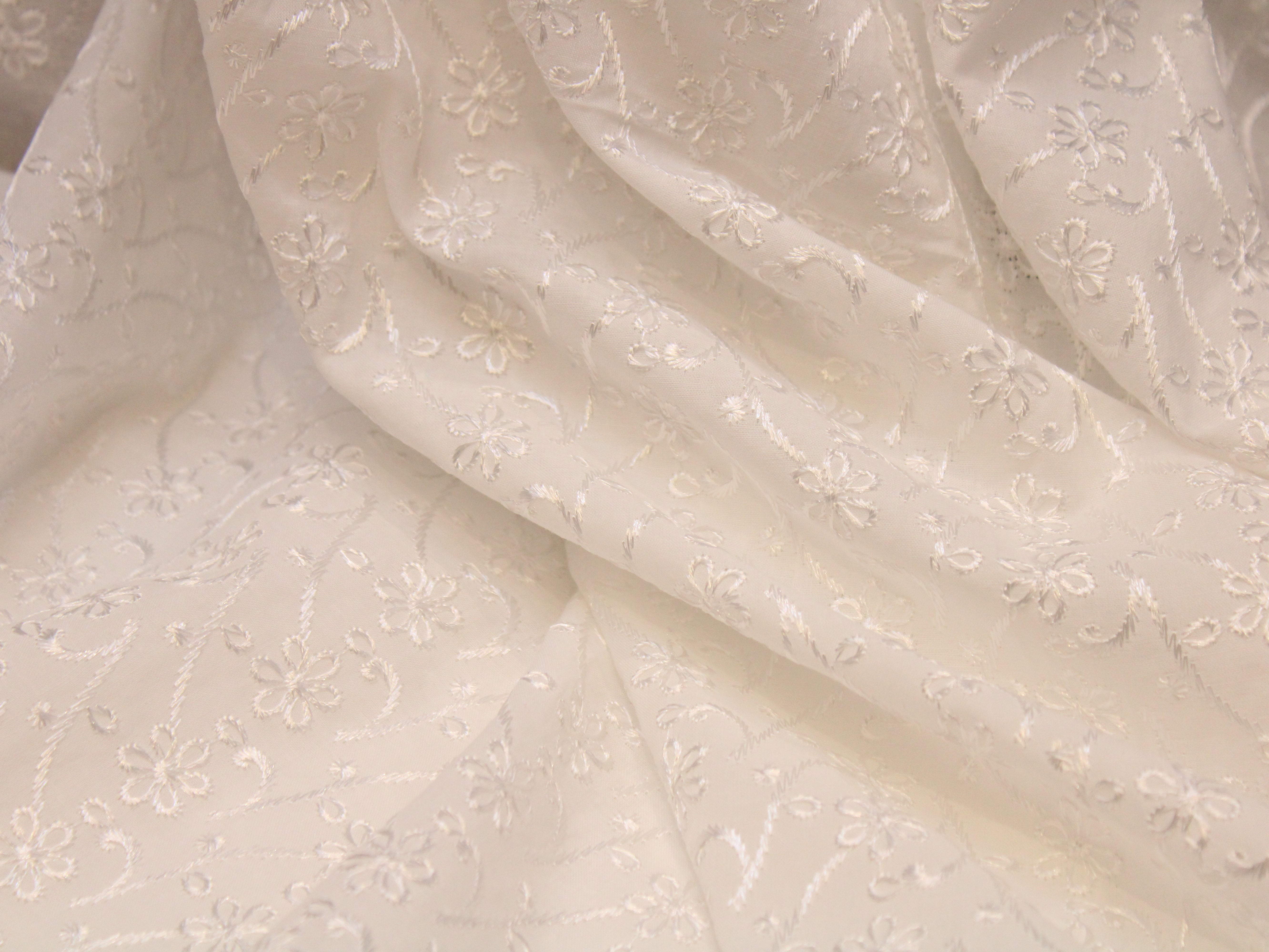 Premium Cotton Embroidery Fabric - White