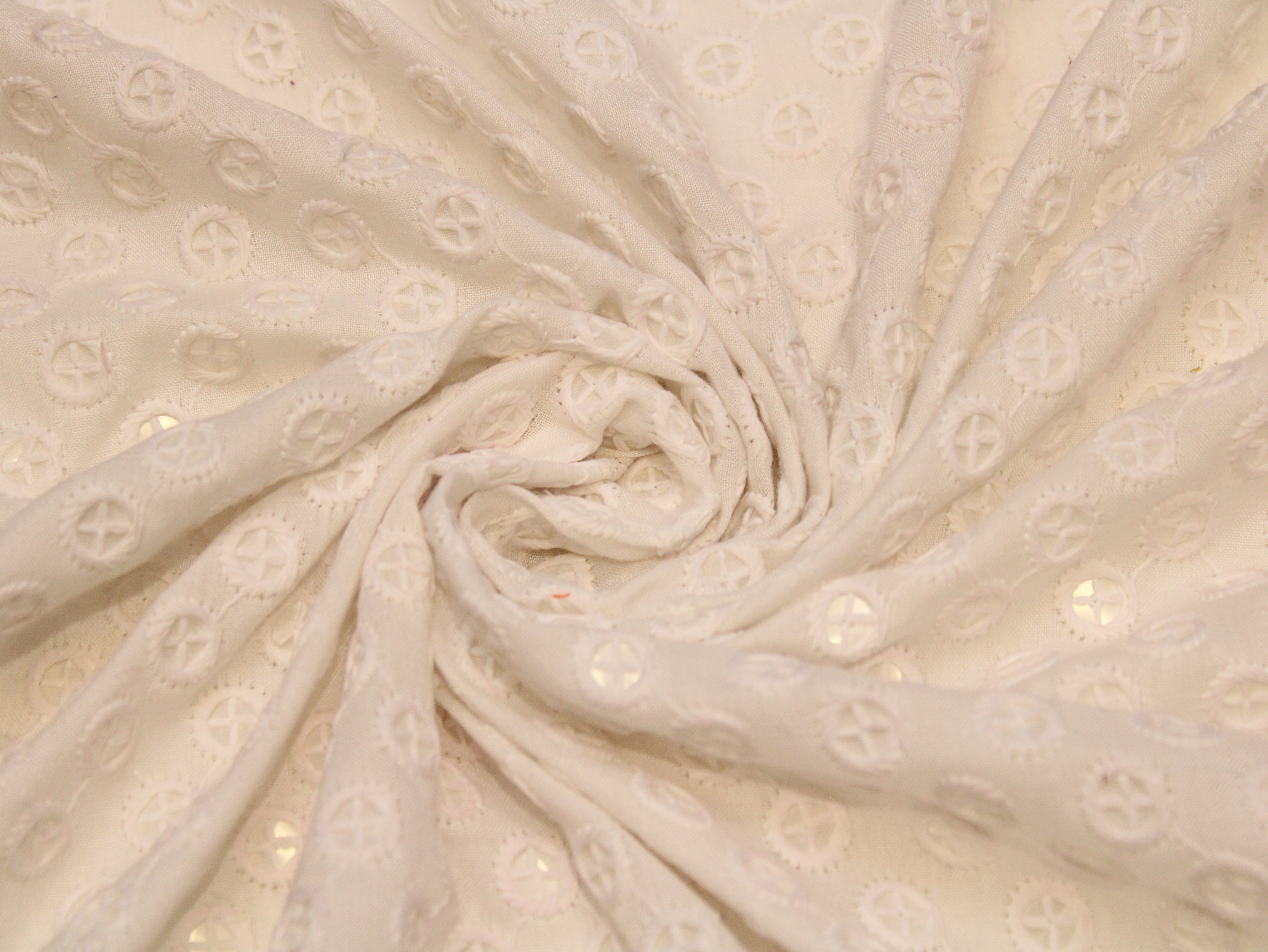 Cotton Border Embroidery Fabric – White