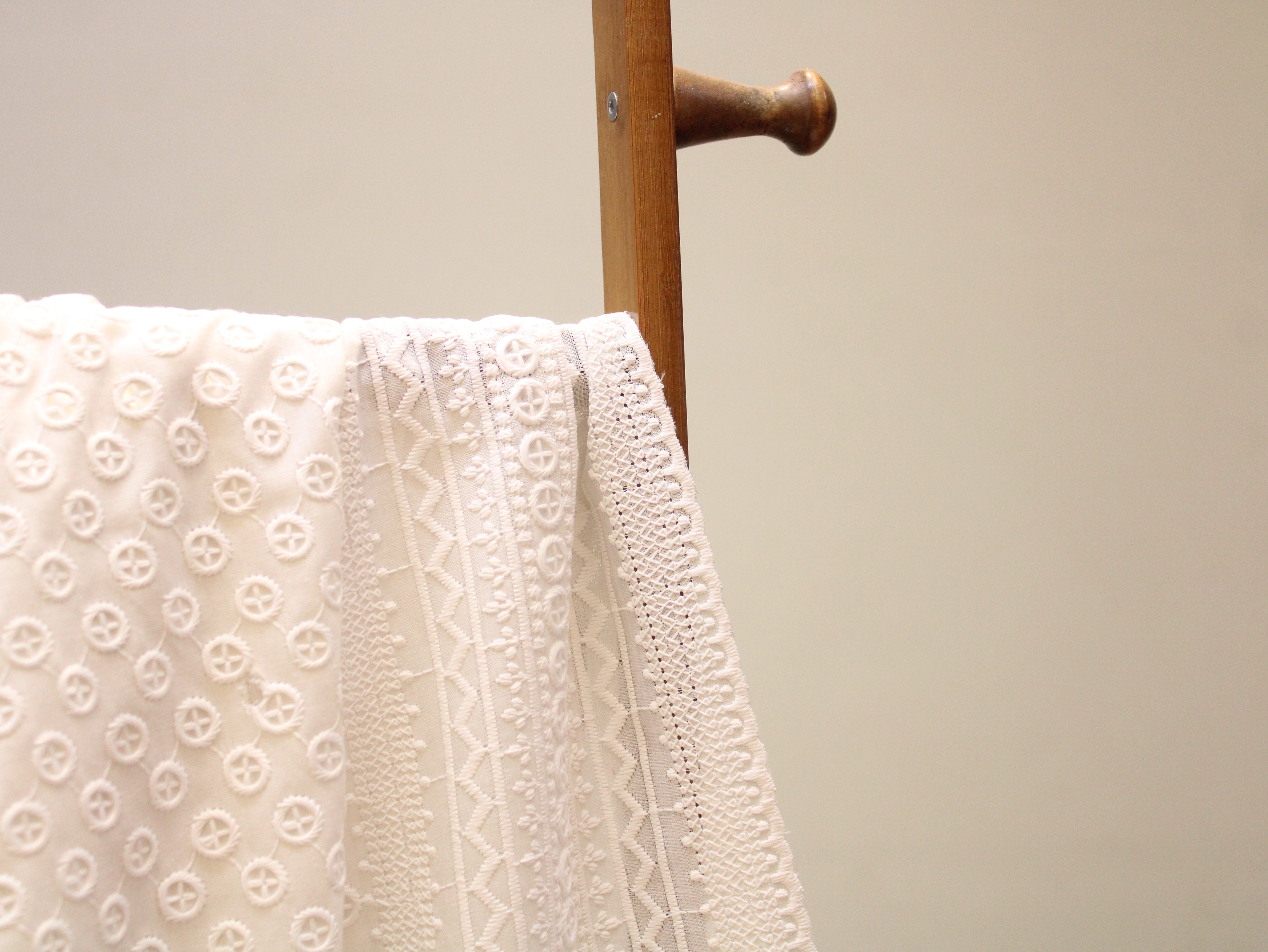 Cotton Border Embroidery Fabric – White