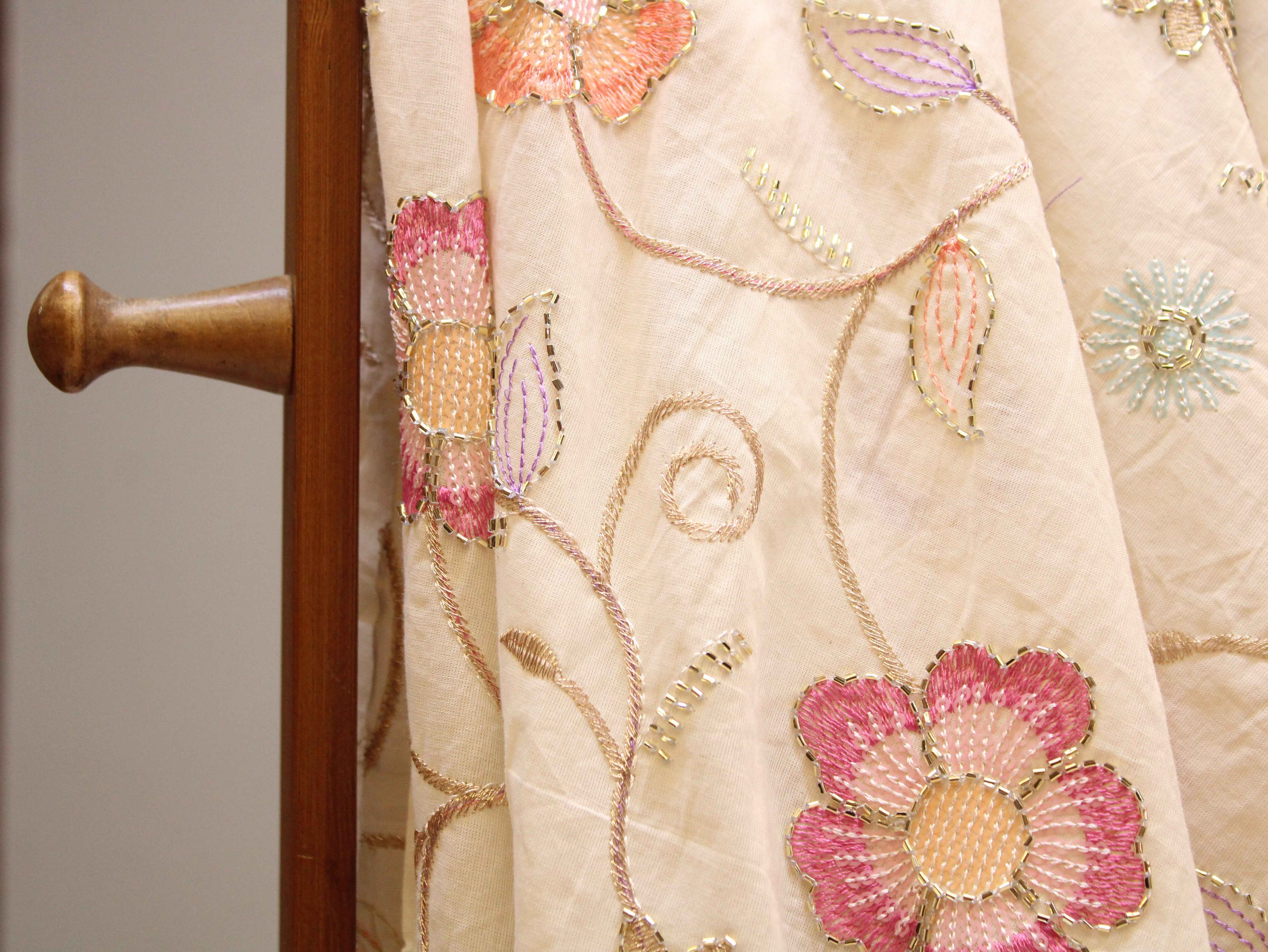 Cora Cotton Floral Thread Work Fabric