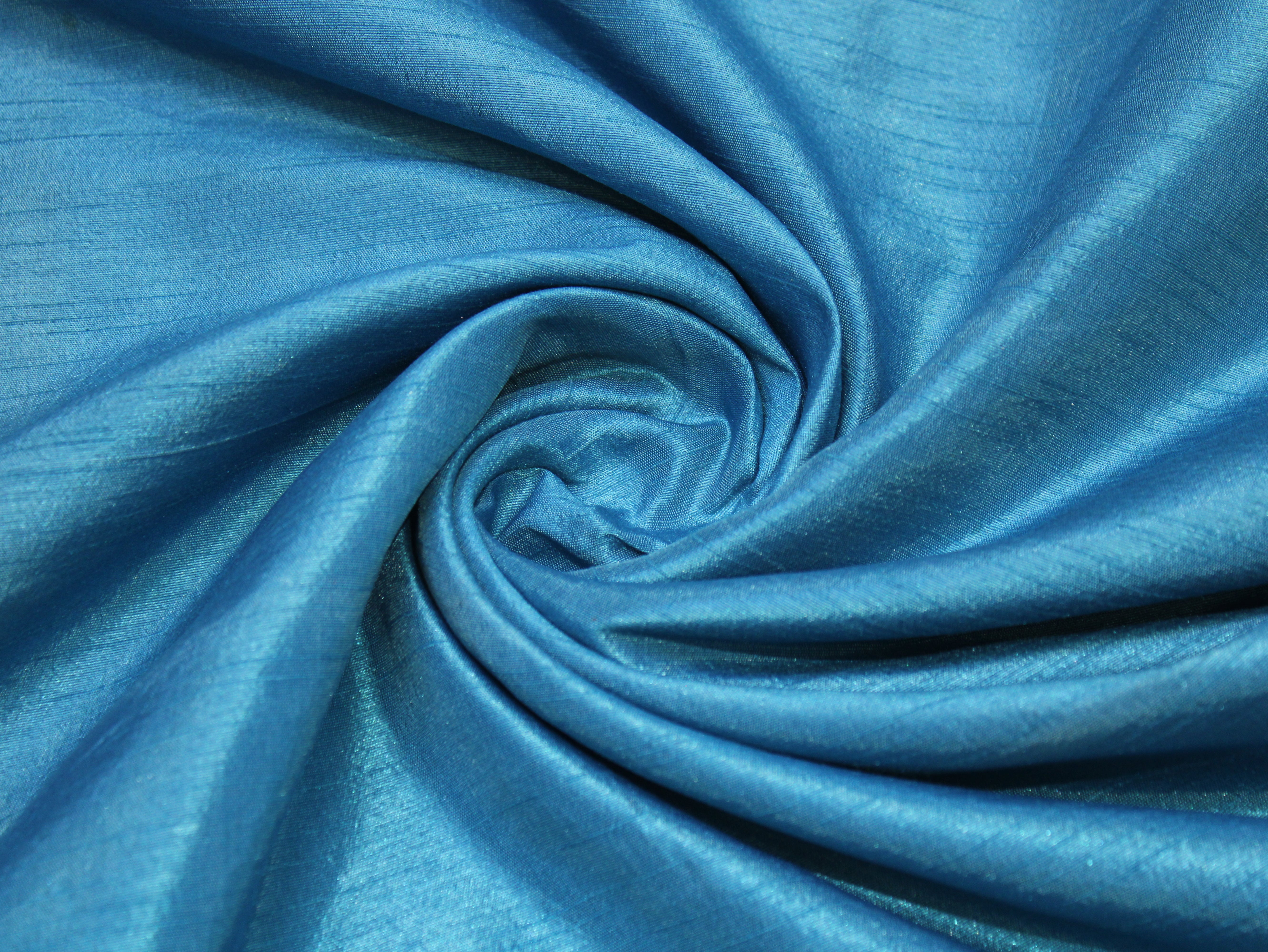 Plain Dyed Raw/Dupion Silk Fabric - Firozi