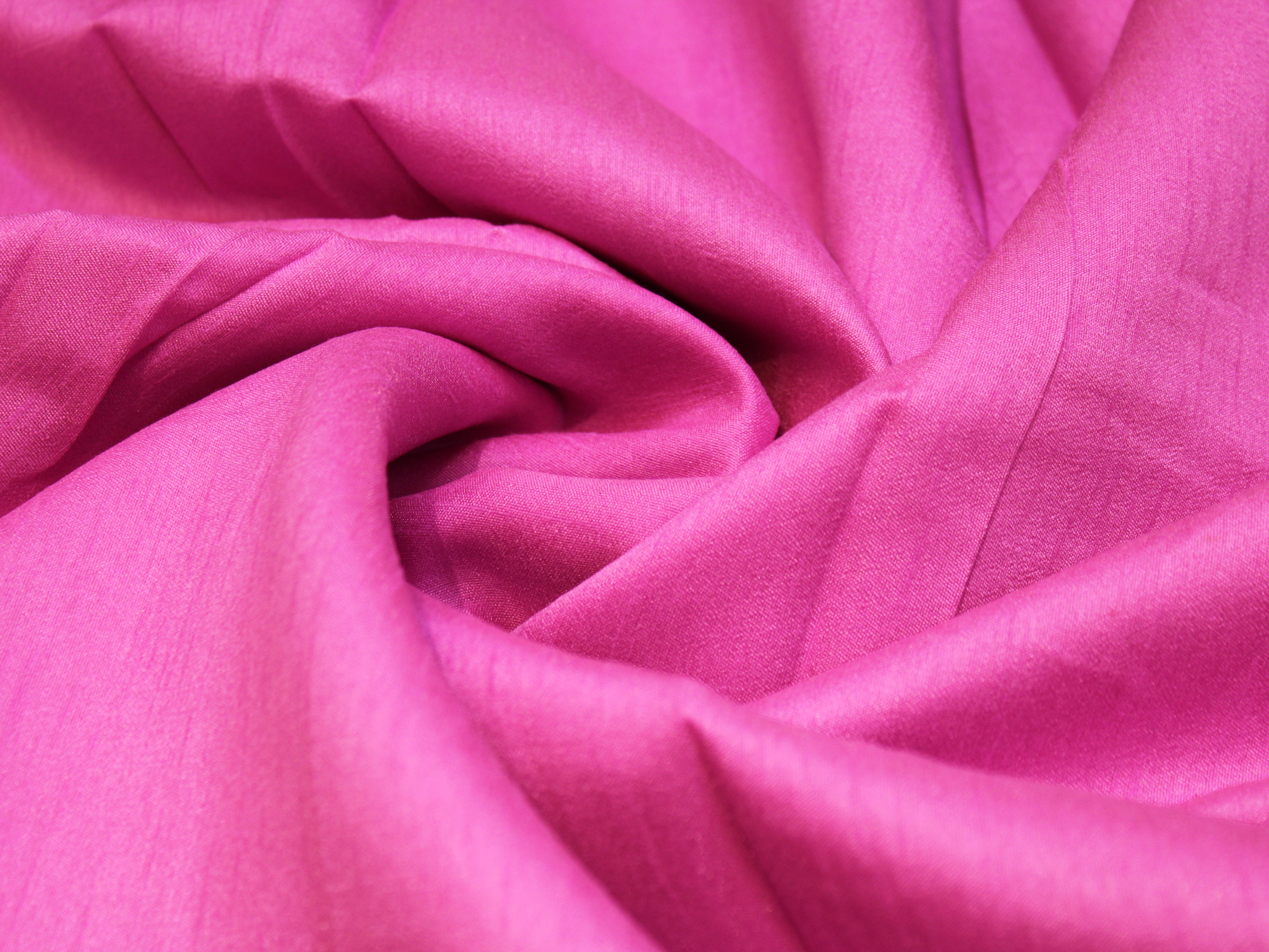 Plain Dyed Raw/Dupion Silk Fabric - Neon Pink