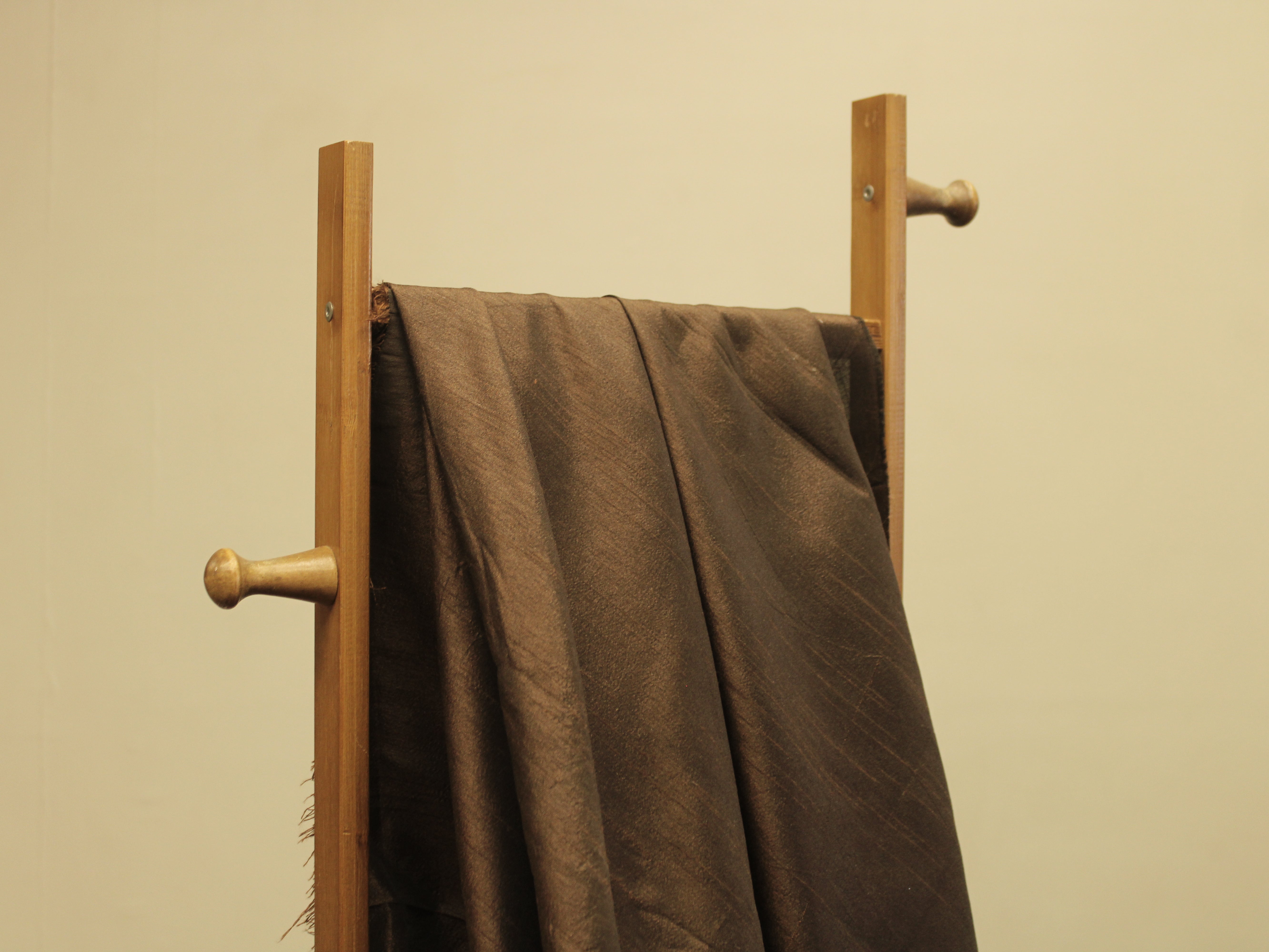Plain Dyed Raw/Dupion Silk Fabric - Coffee Brown