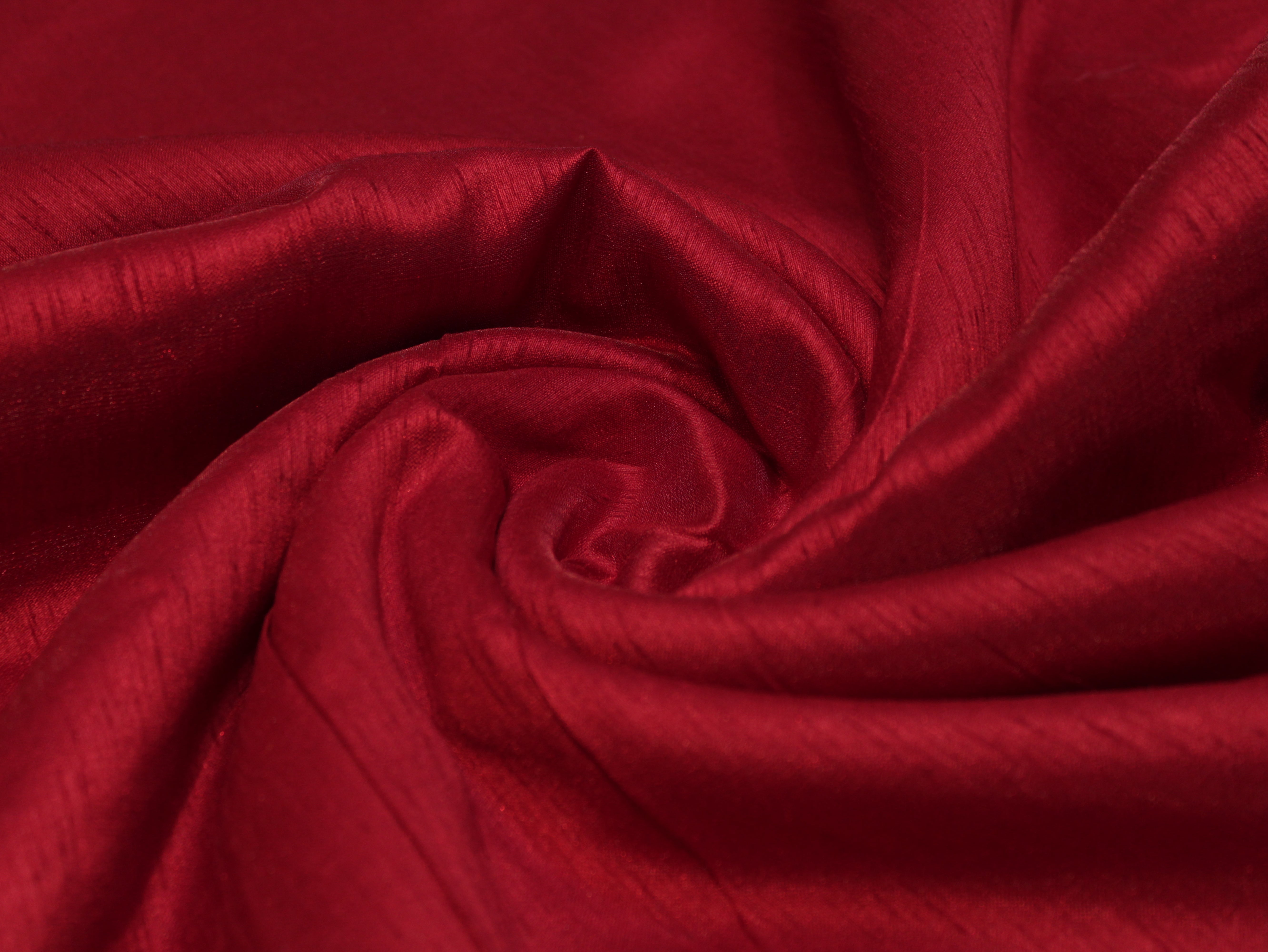 Plain Dyed Raw/Dupion Silk Fabric - Blood Red