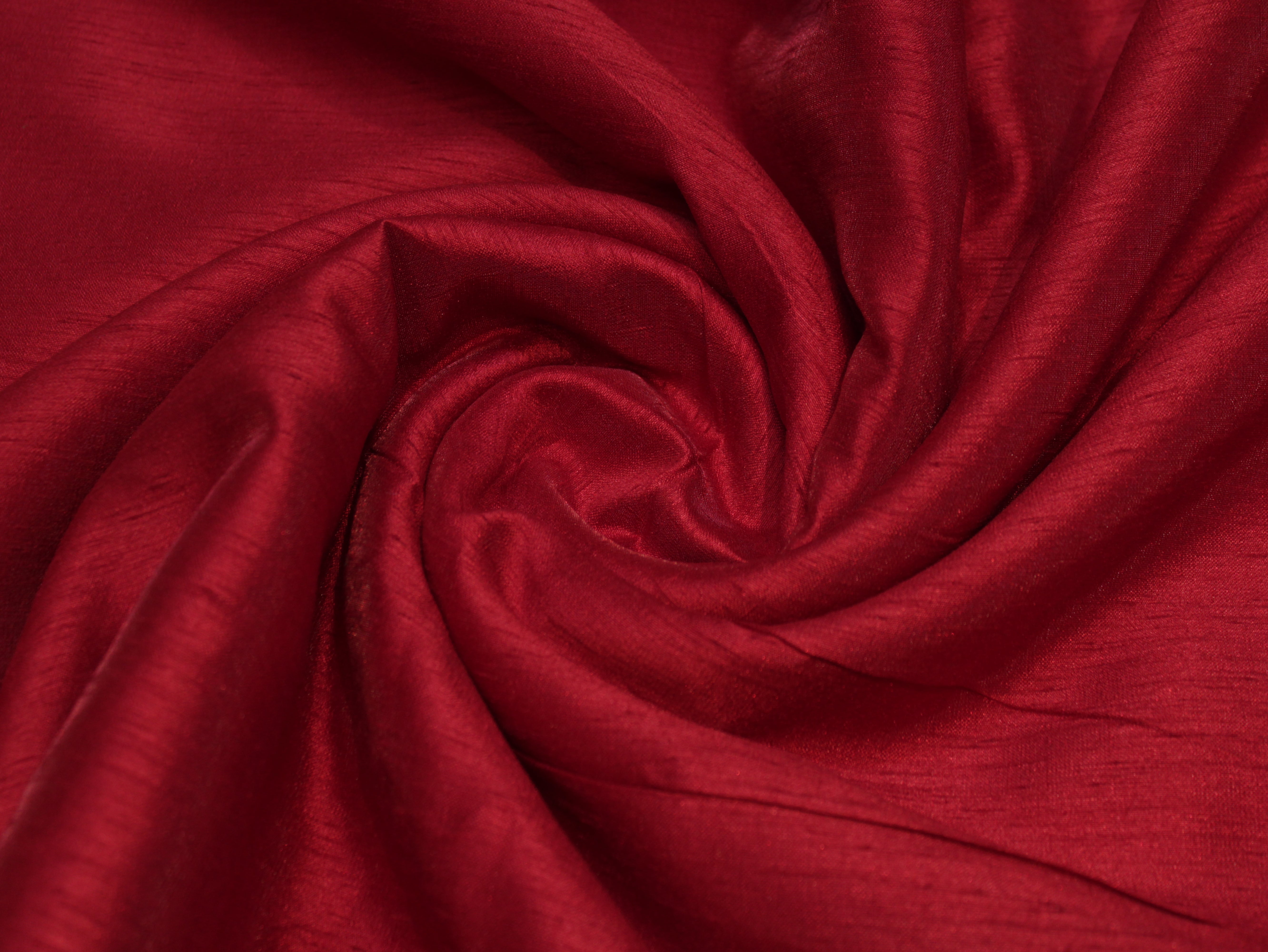 Plain Dyed Raw/Dupion Silk Fabric - Blood Red