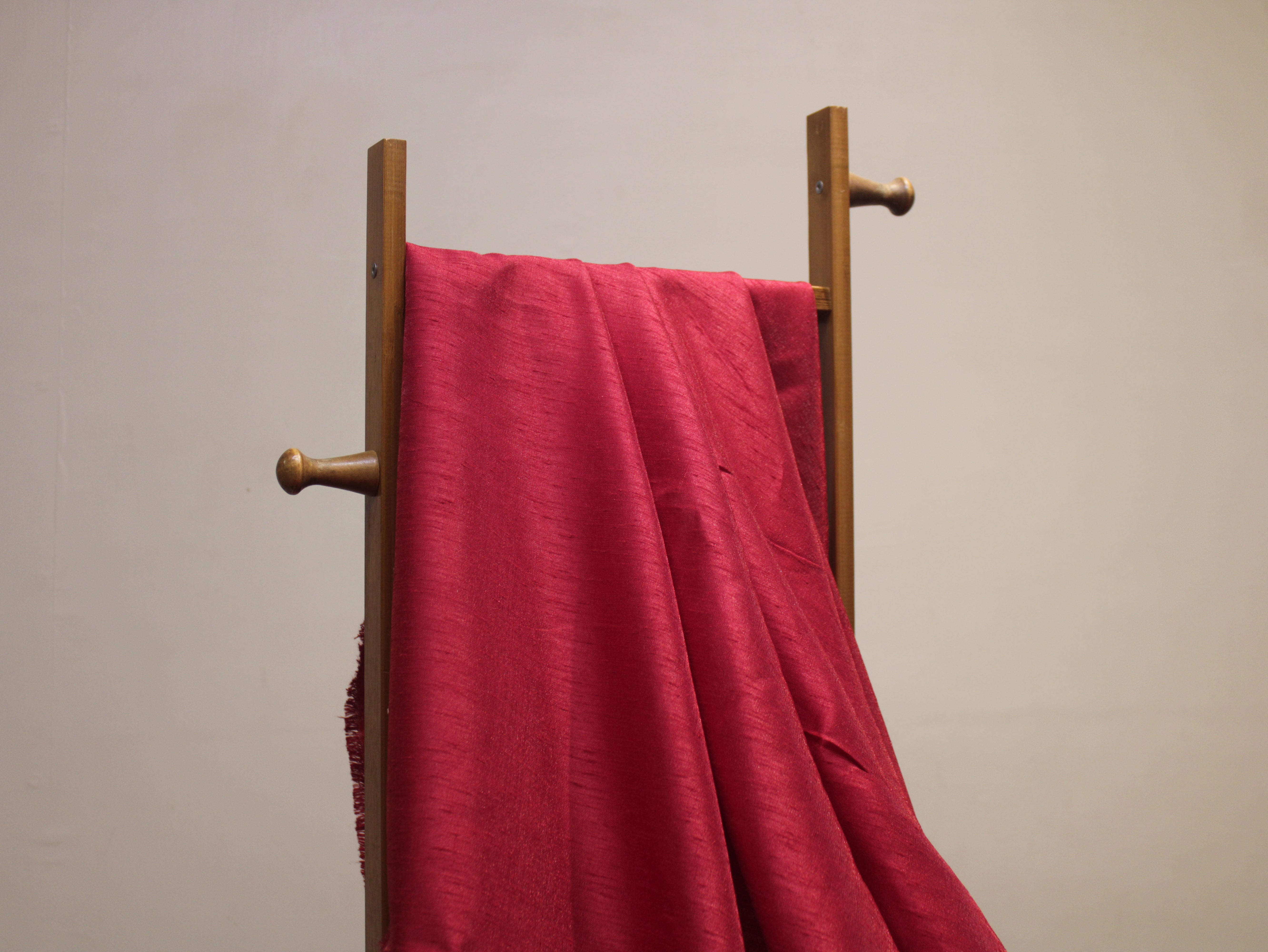 Plain Dyed Raw/Dupion Silk Fabric - Blood Red