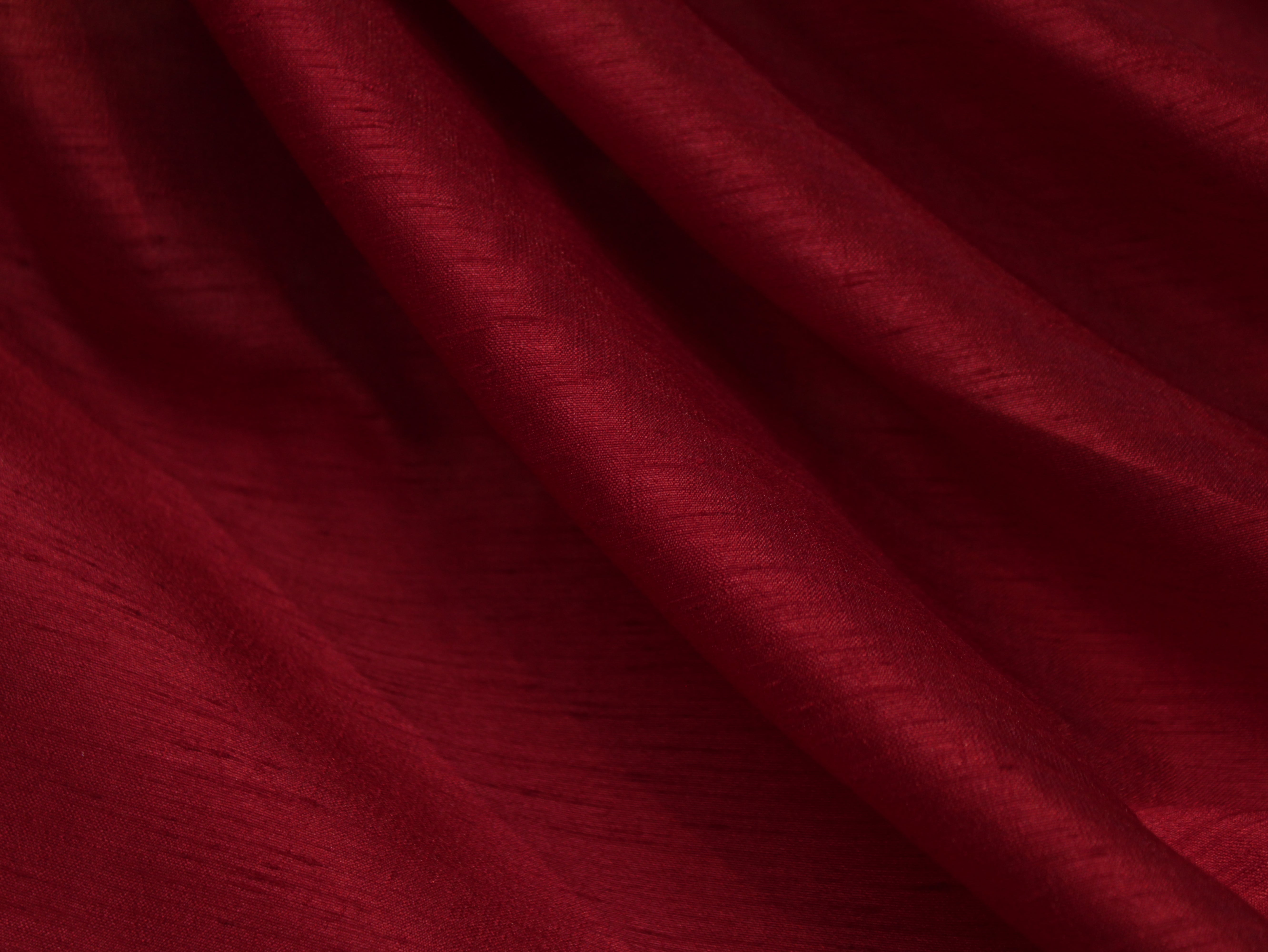 Plain Dyed Raw/Dupion Silk Fabric - Blood Red