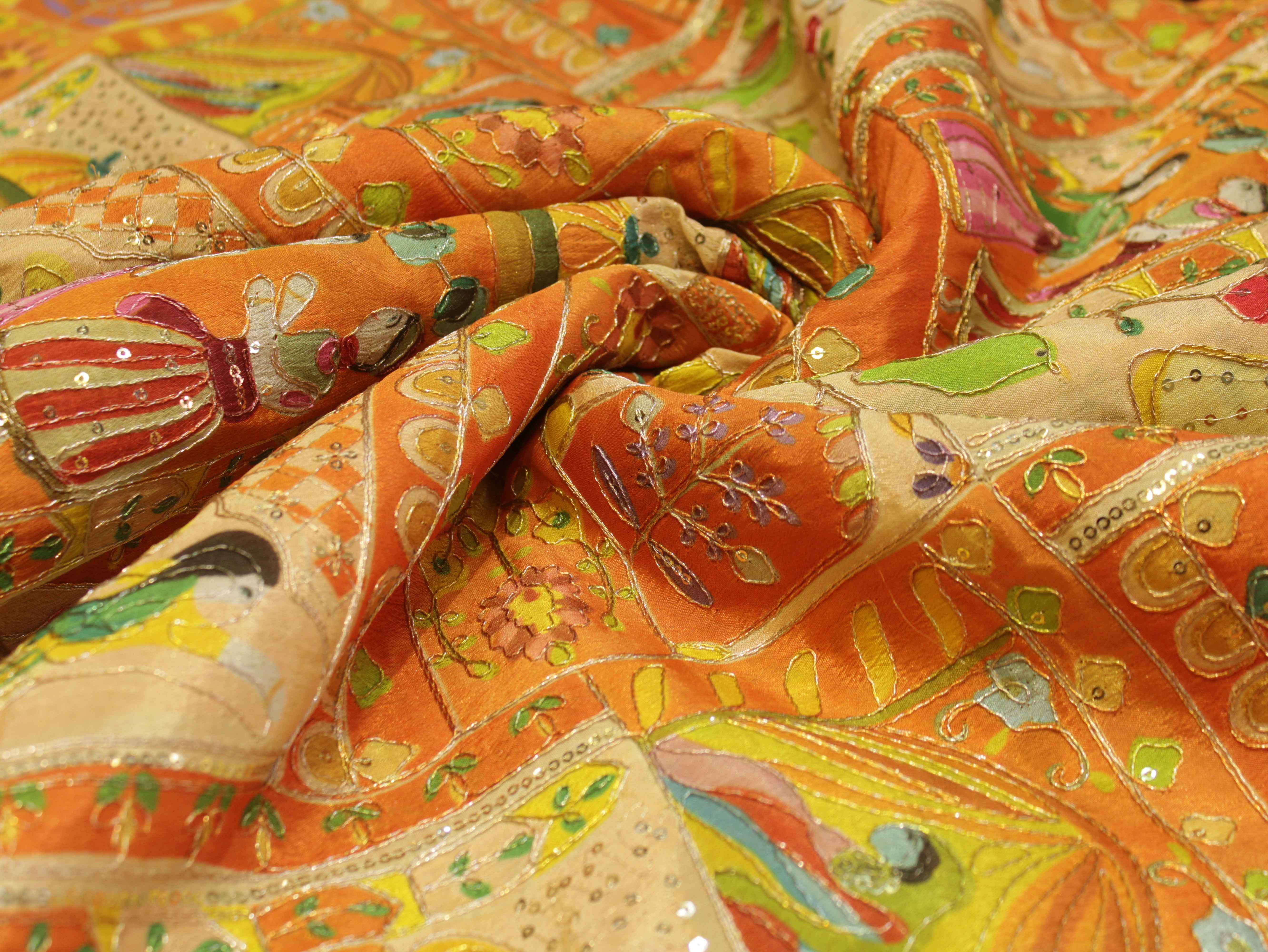 Premium Poly Crepe Position Print Work Fabric