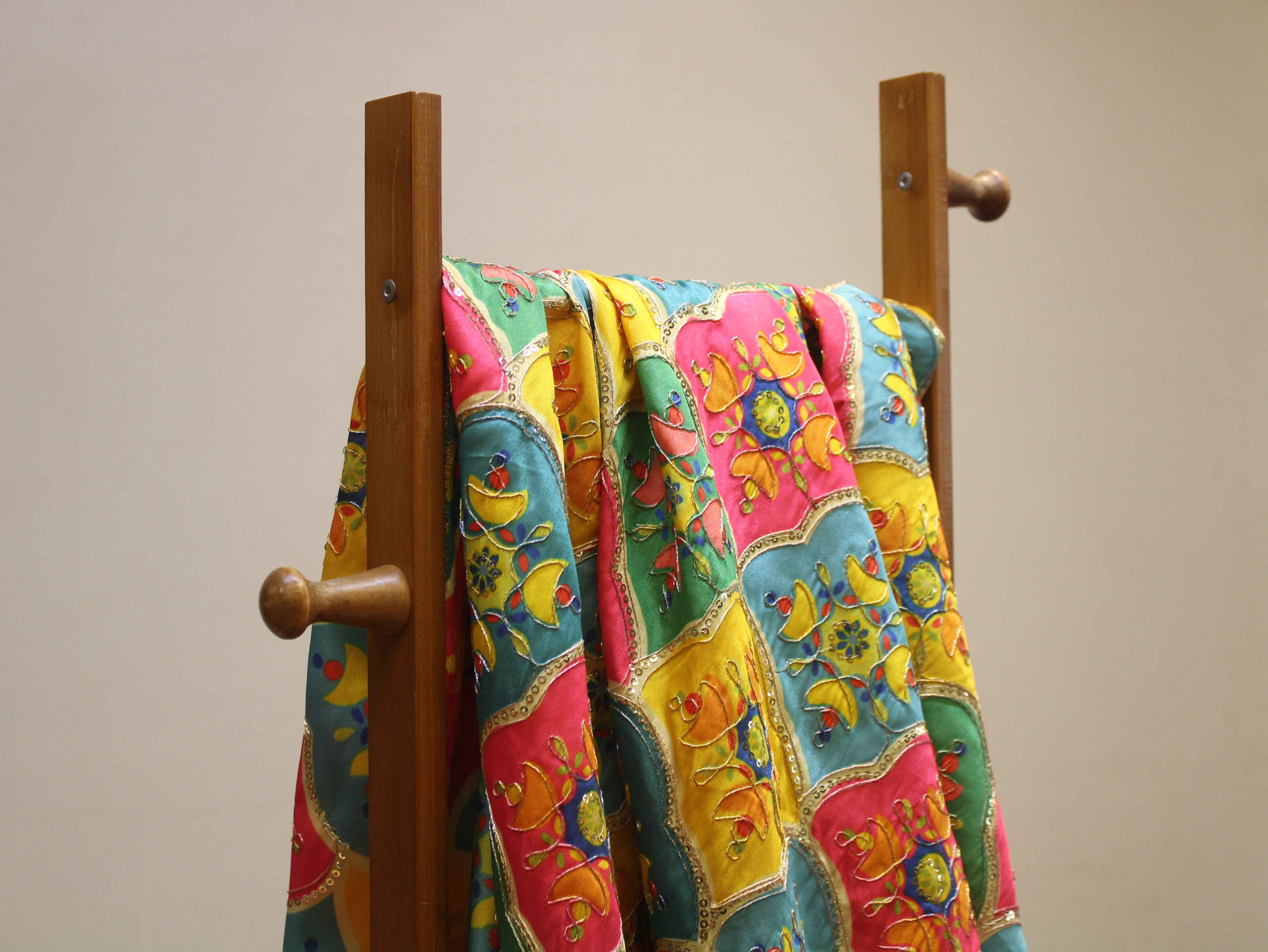 Premium Poly Crepe Position Print Work Fabric