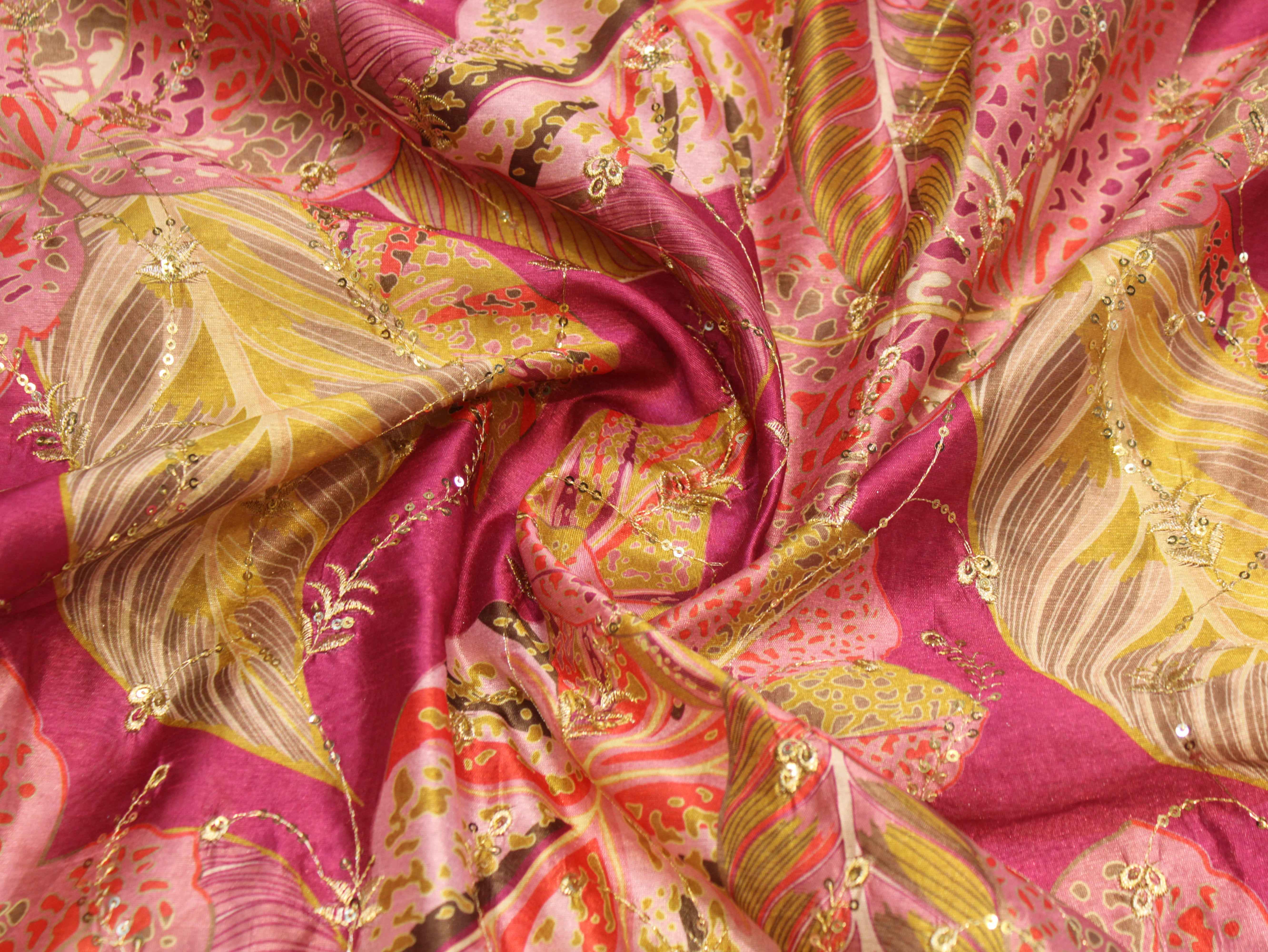 Dupion Silk Position Print Work Fabric
