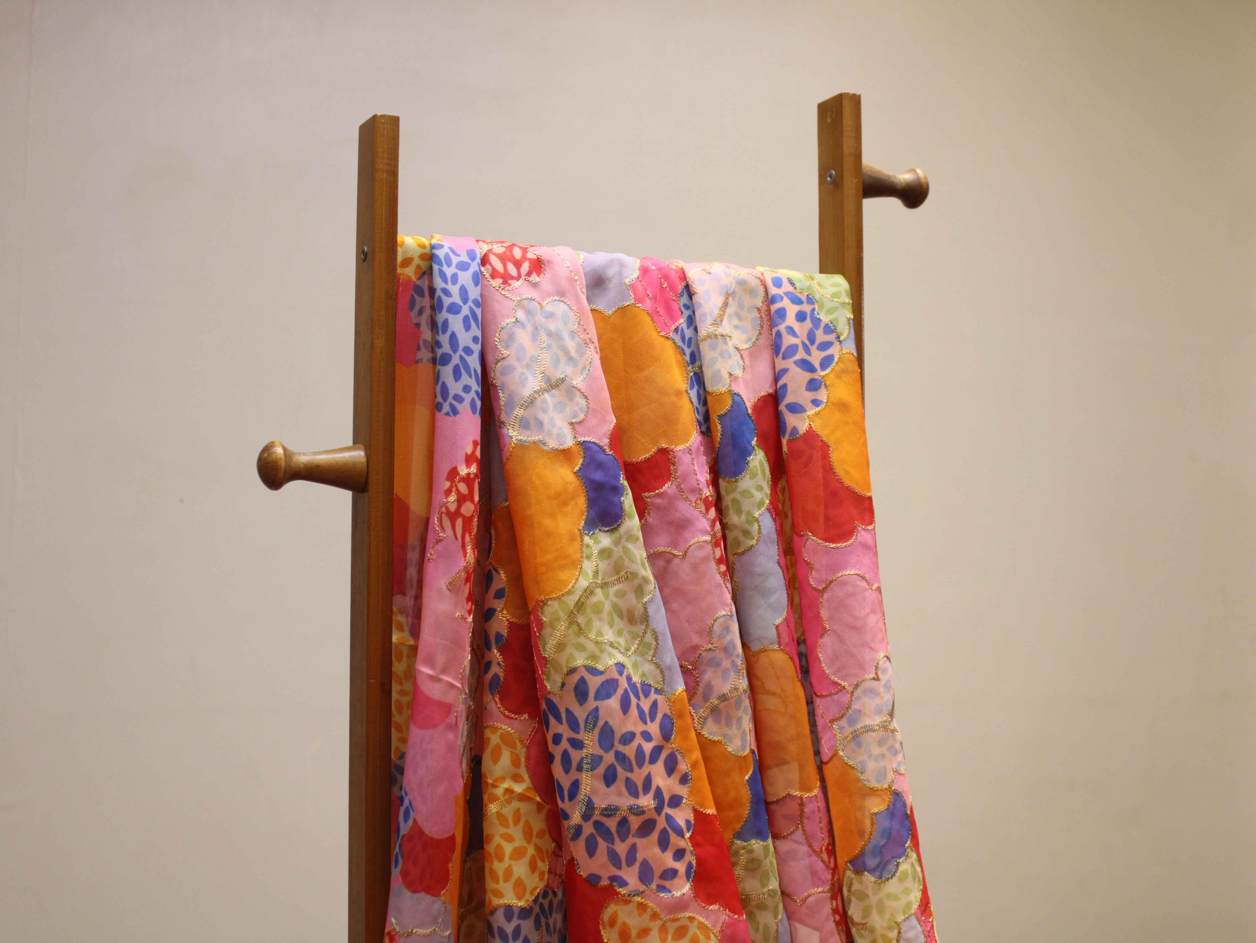 Pure Organza Position Print Work Fabric