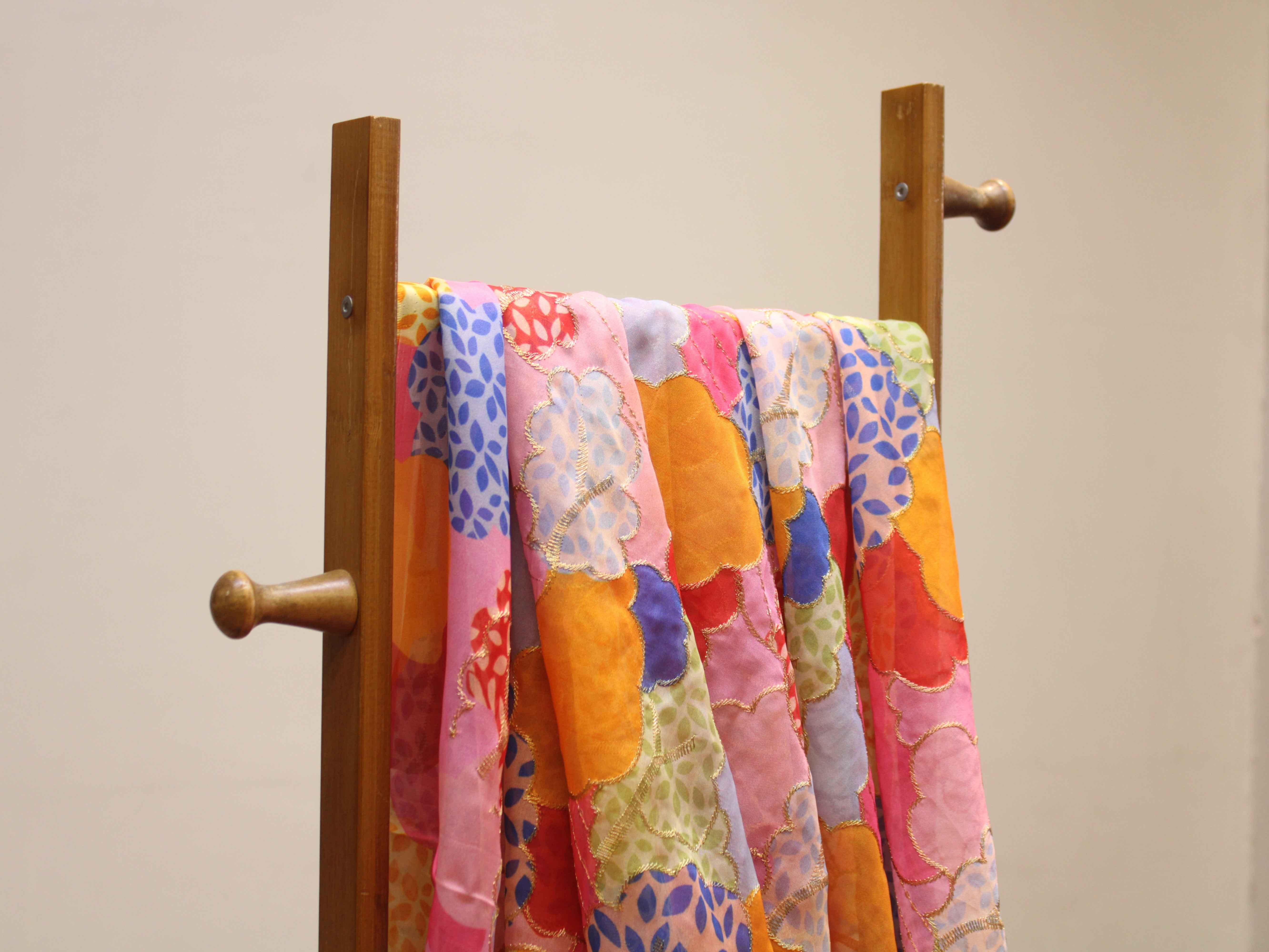 Pure Organza Position Print Work Fabric