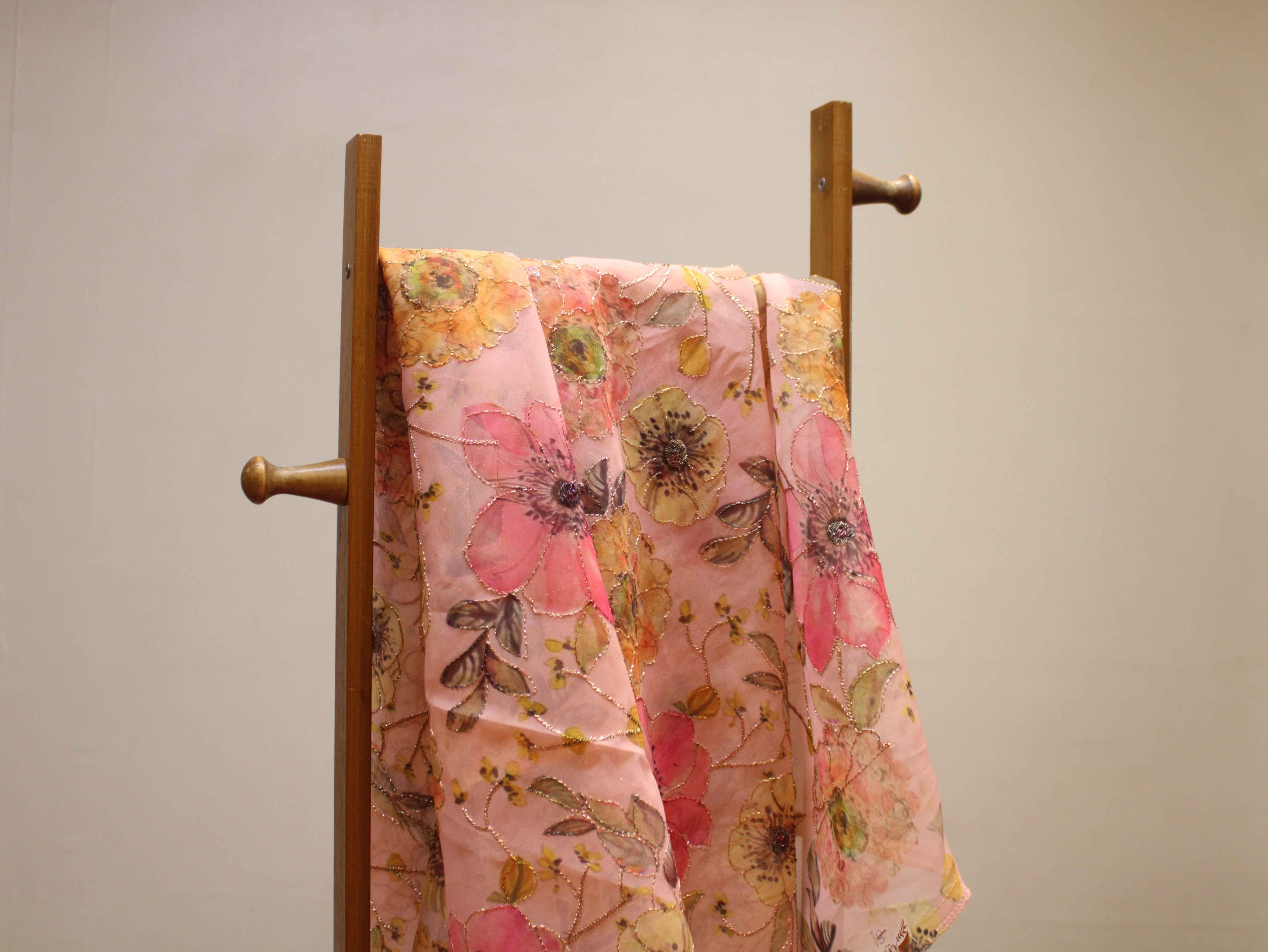 Pure Organza Position Print Work Fabric