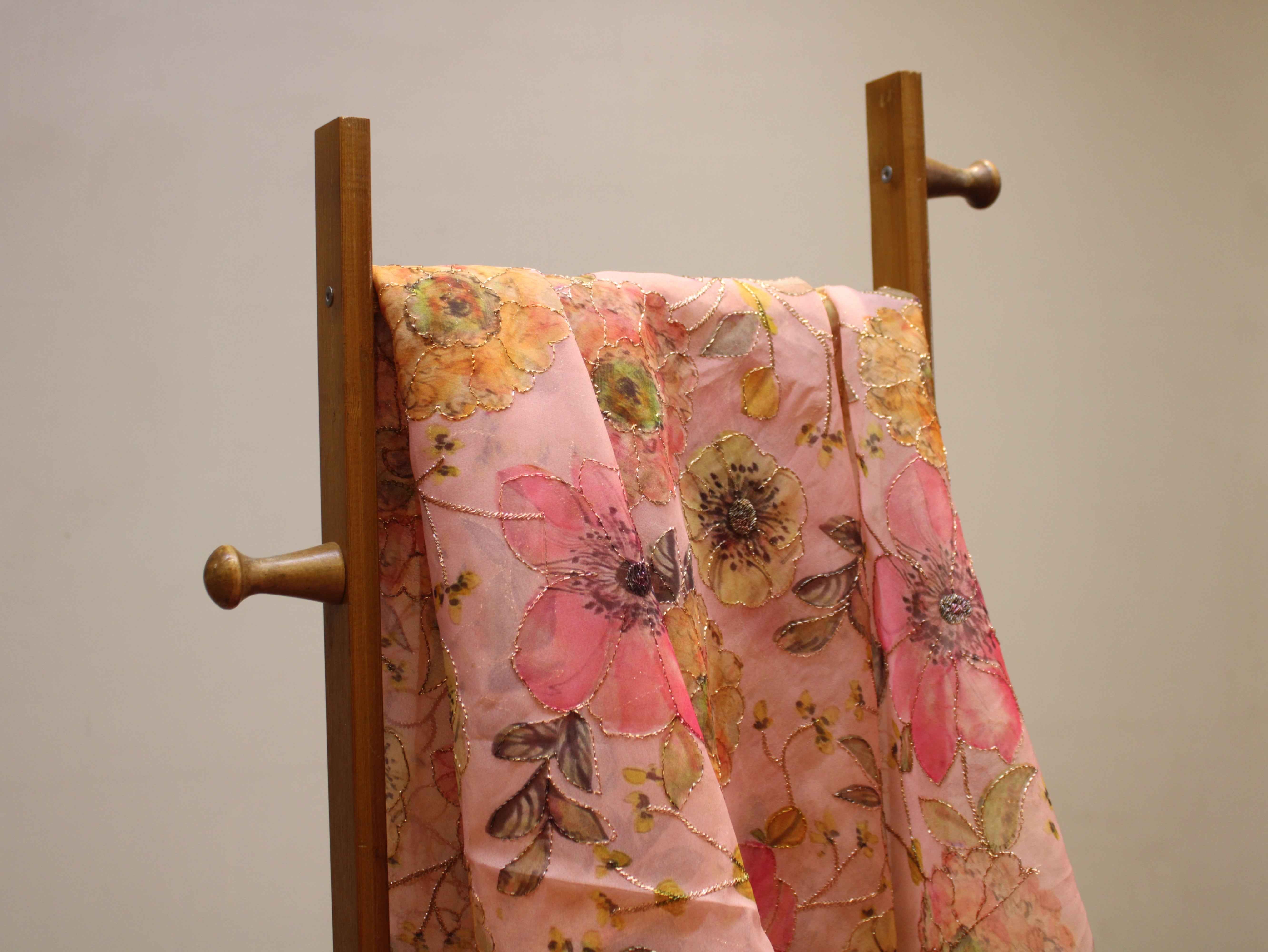 Pure Organza Position Print Work Fabric