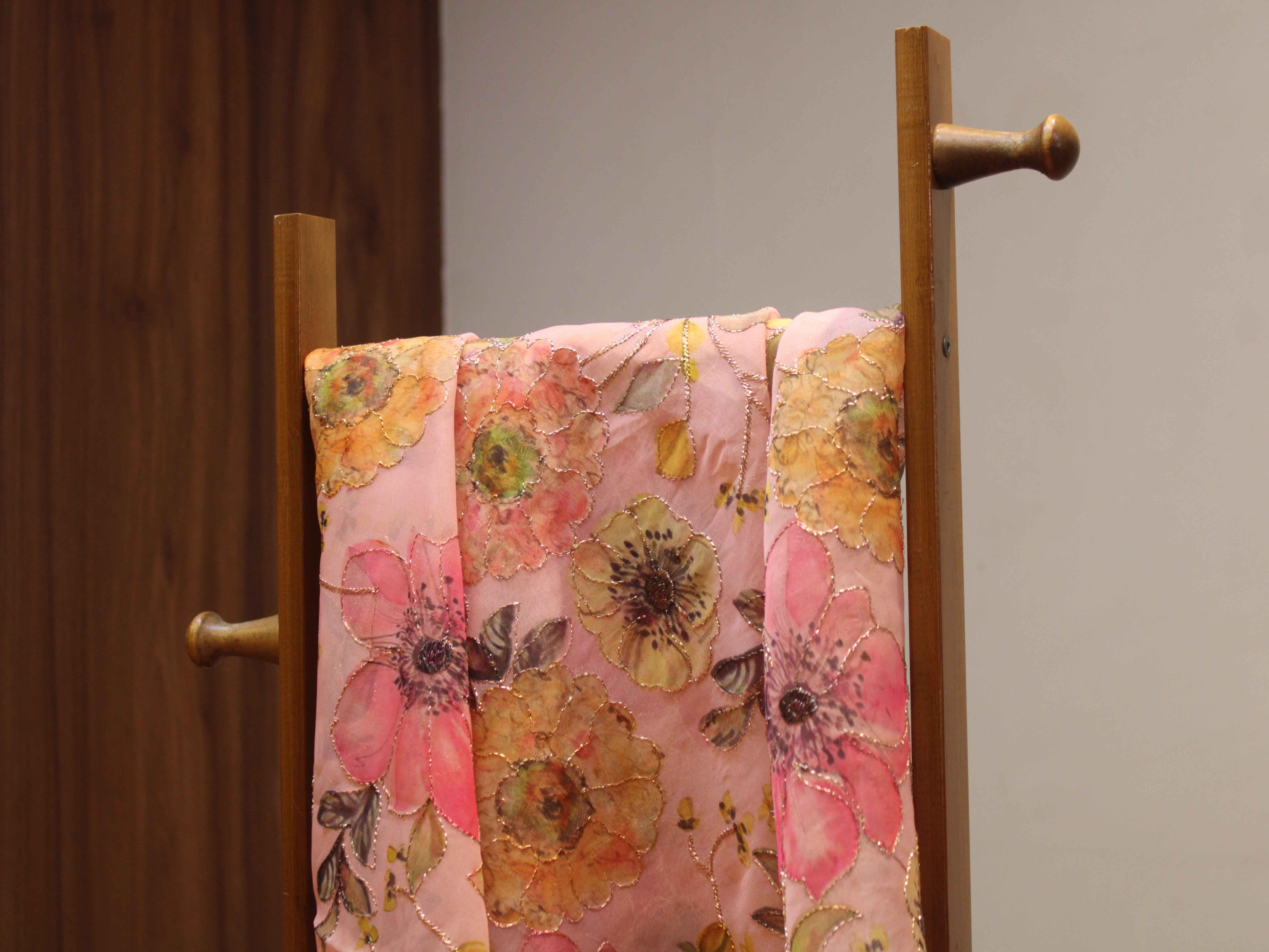 Pure Organza Position Print Work Fabric