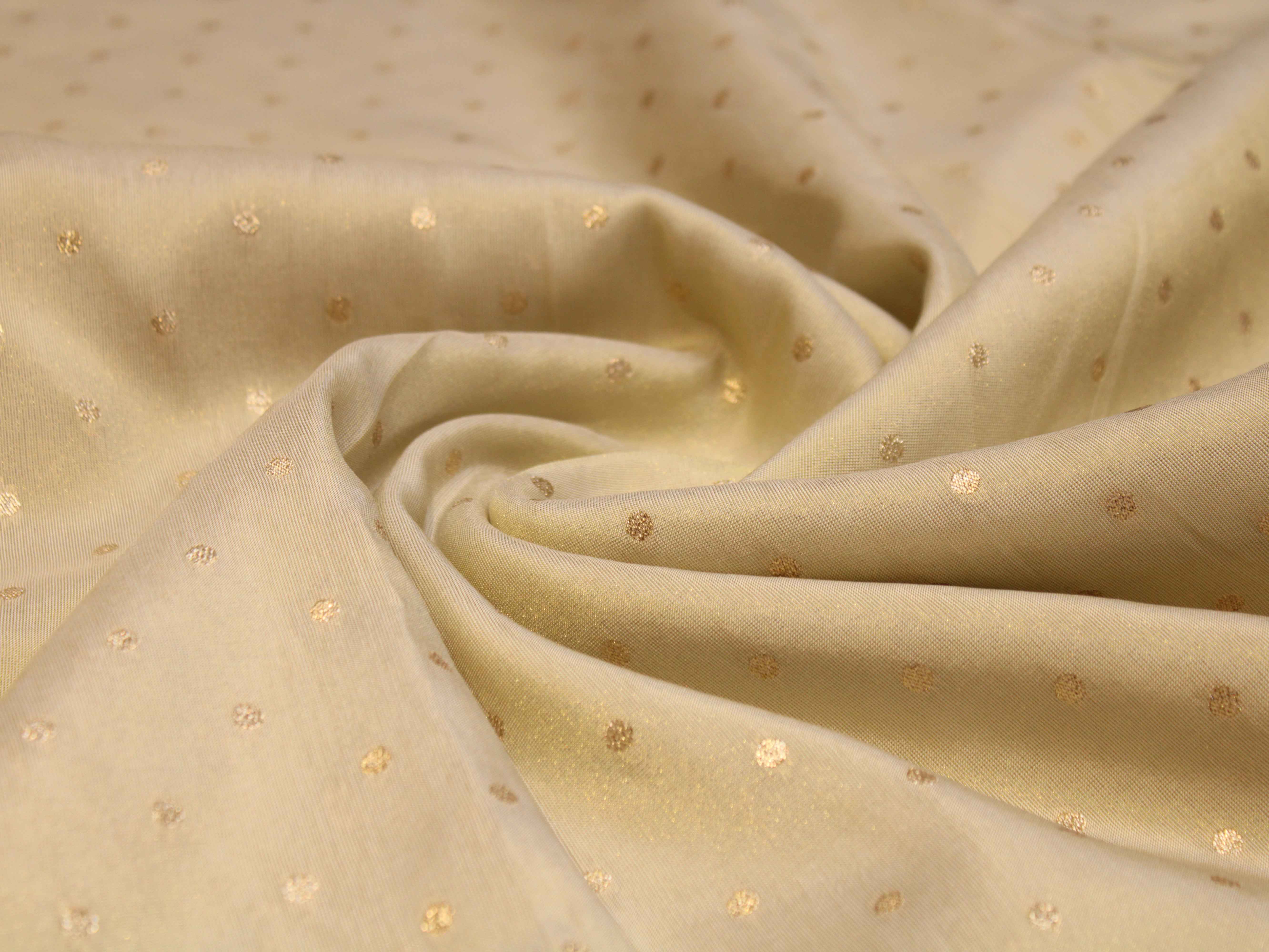 Ivory Plain Zari Woven Tissue Fabric