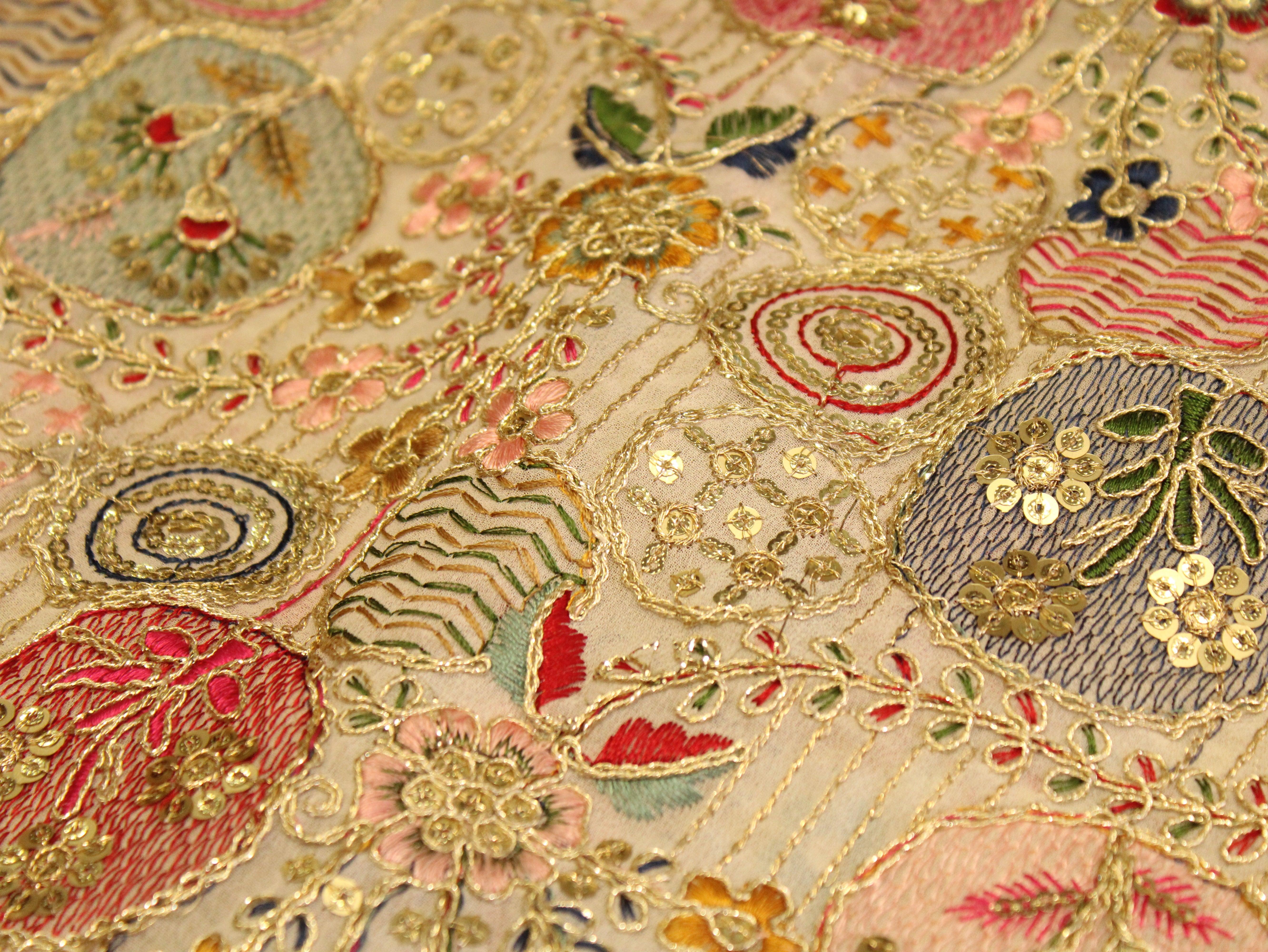 Celestial Threads: Georgette Multi Thread Work Fiesta fabric - M'Foks