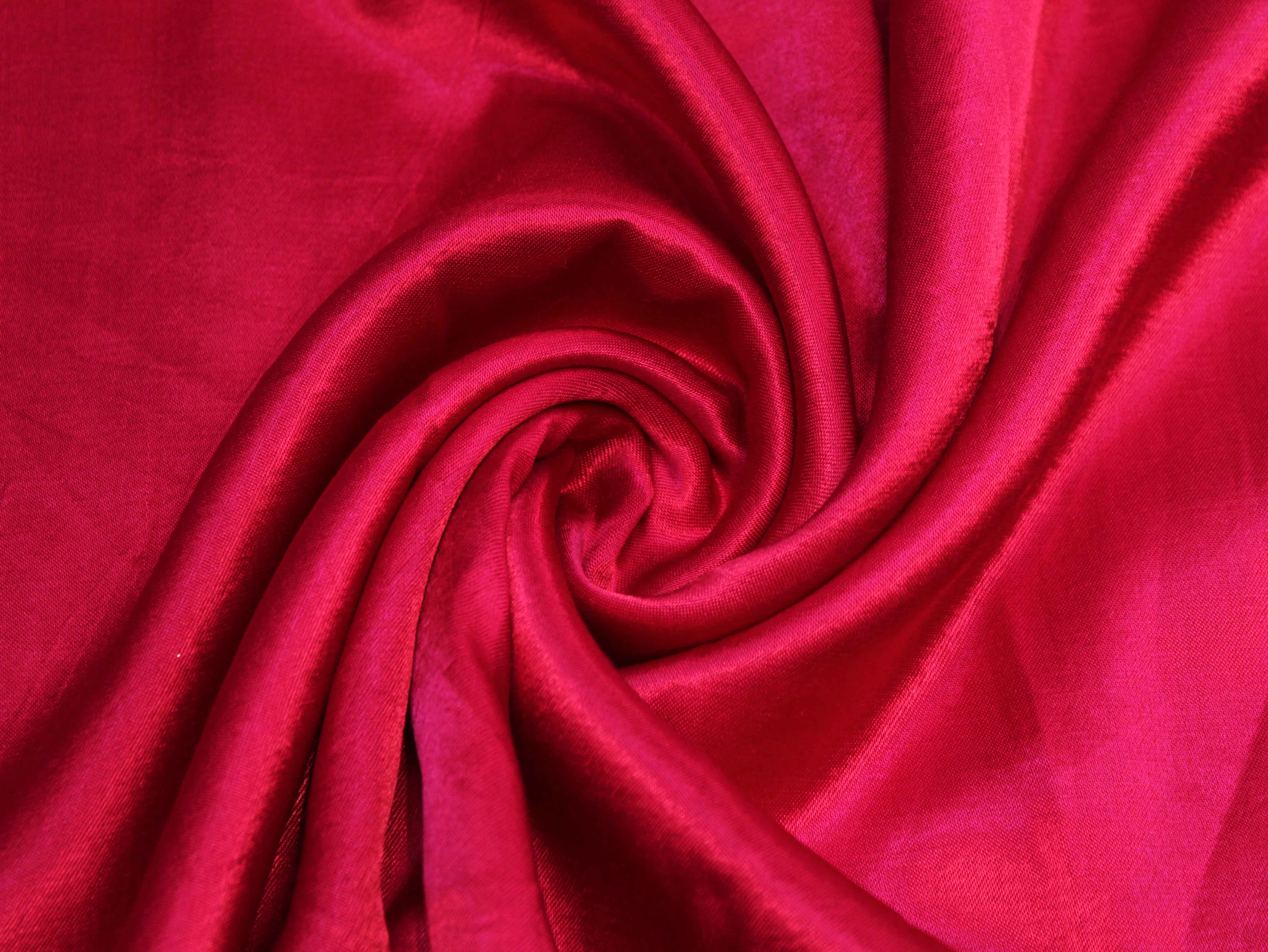Plain Dyed Mashru Gaji Silk Fabric - Rani