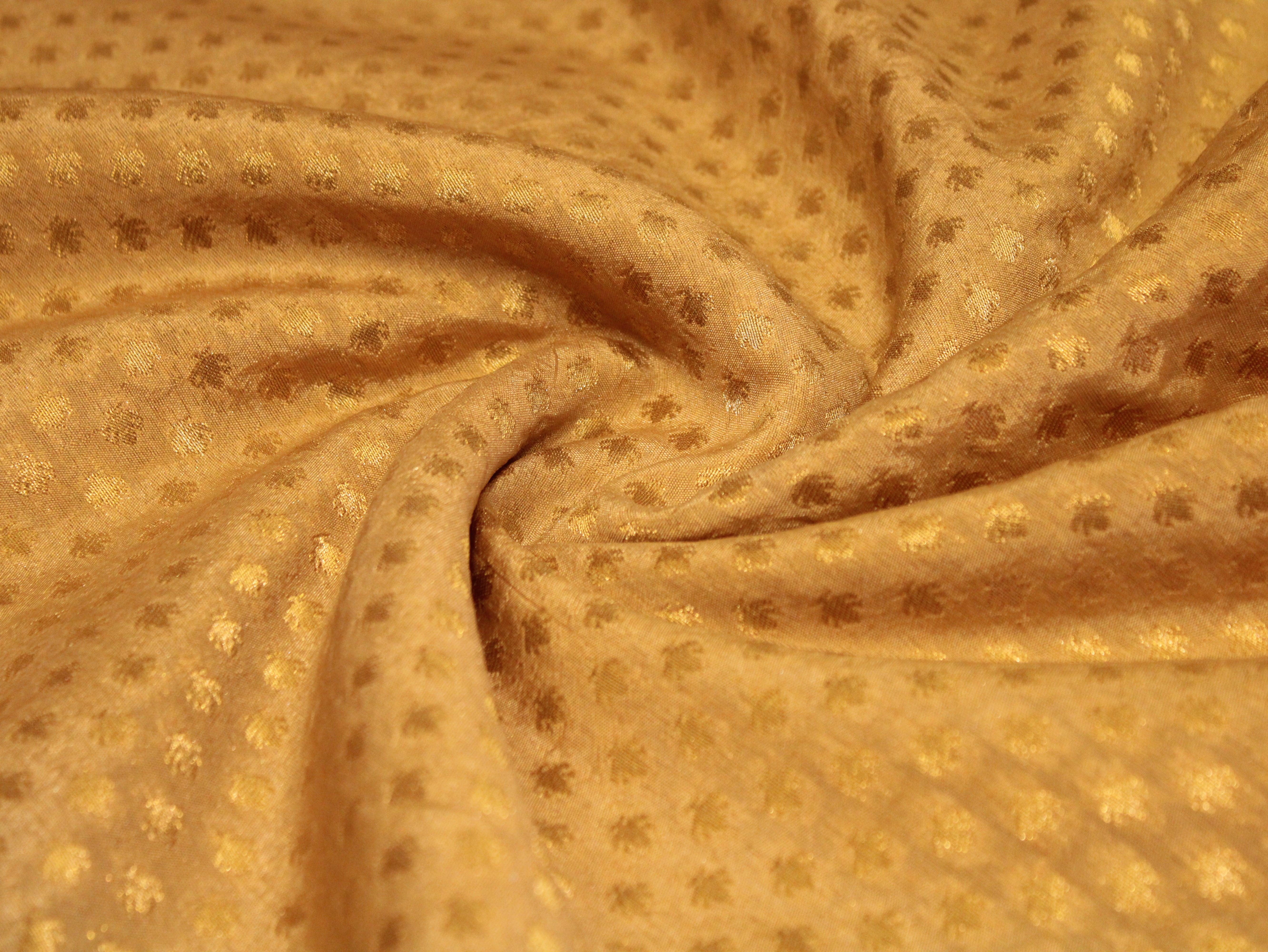 Banarasi Brocade Fabric - Golden - M'Foks