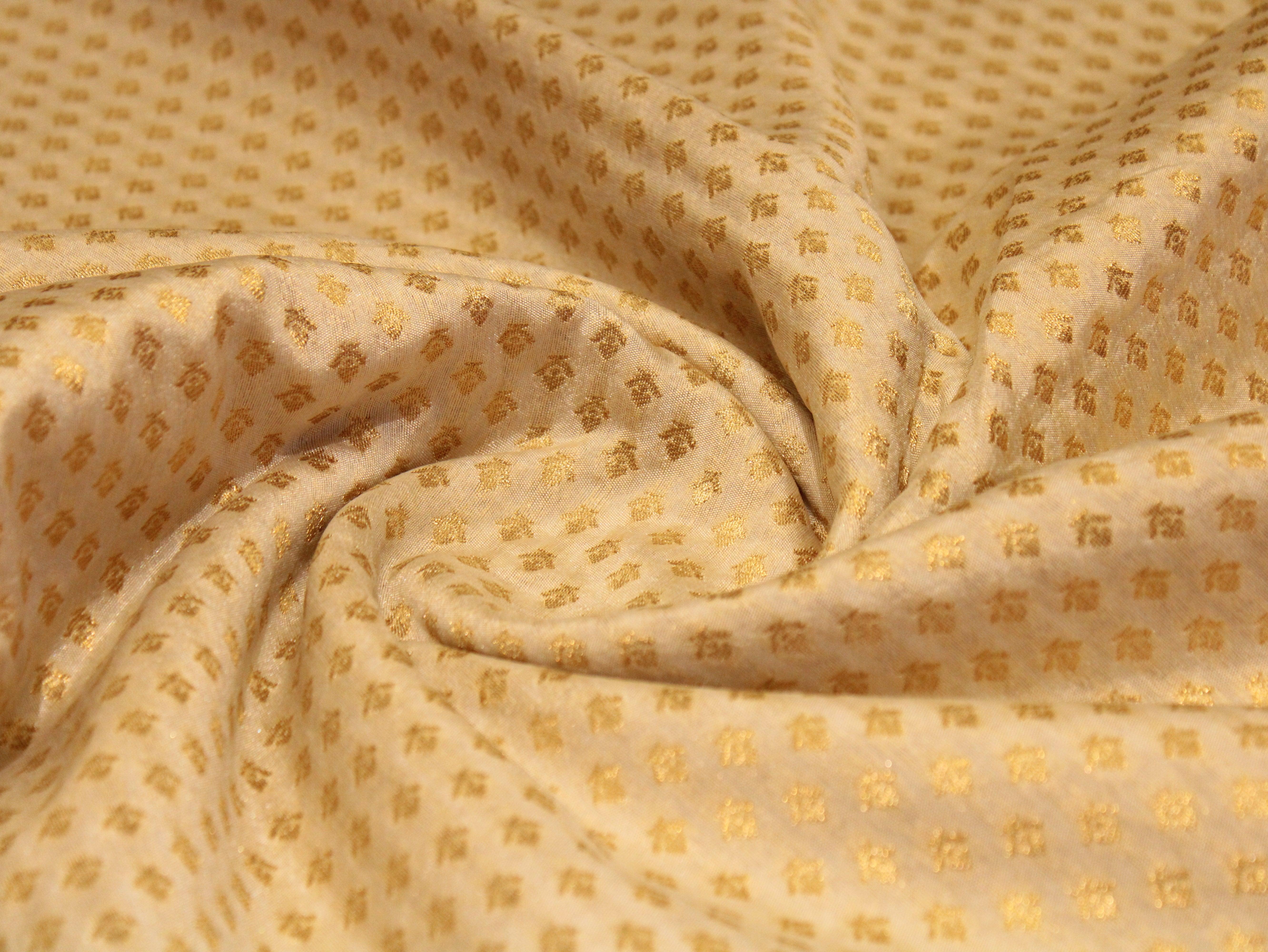 Banarasi Brocade Fabric - Cream dyeable - M'Foks