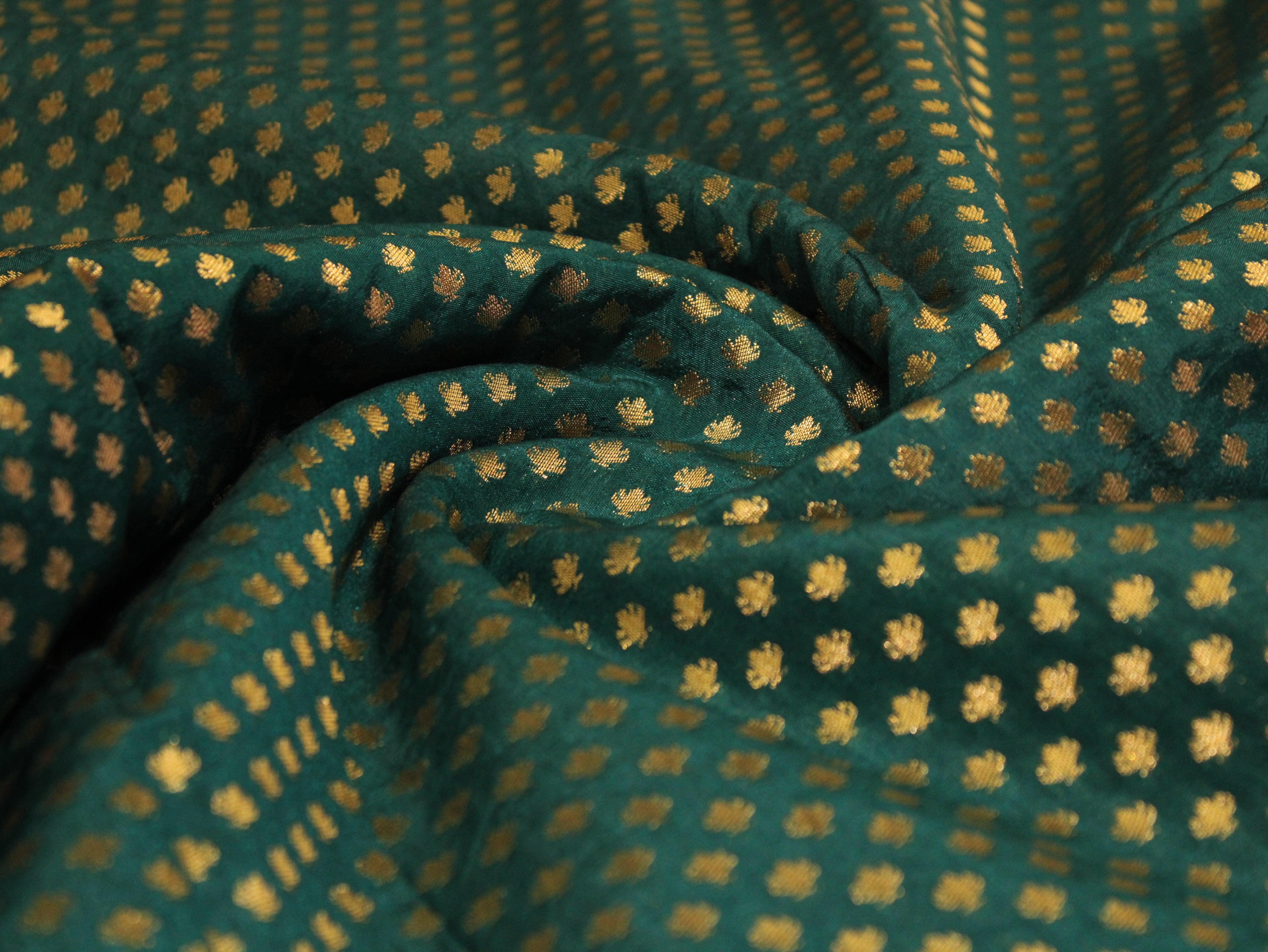 Banarasi Brocade Fabric - Firozi - M'Foks