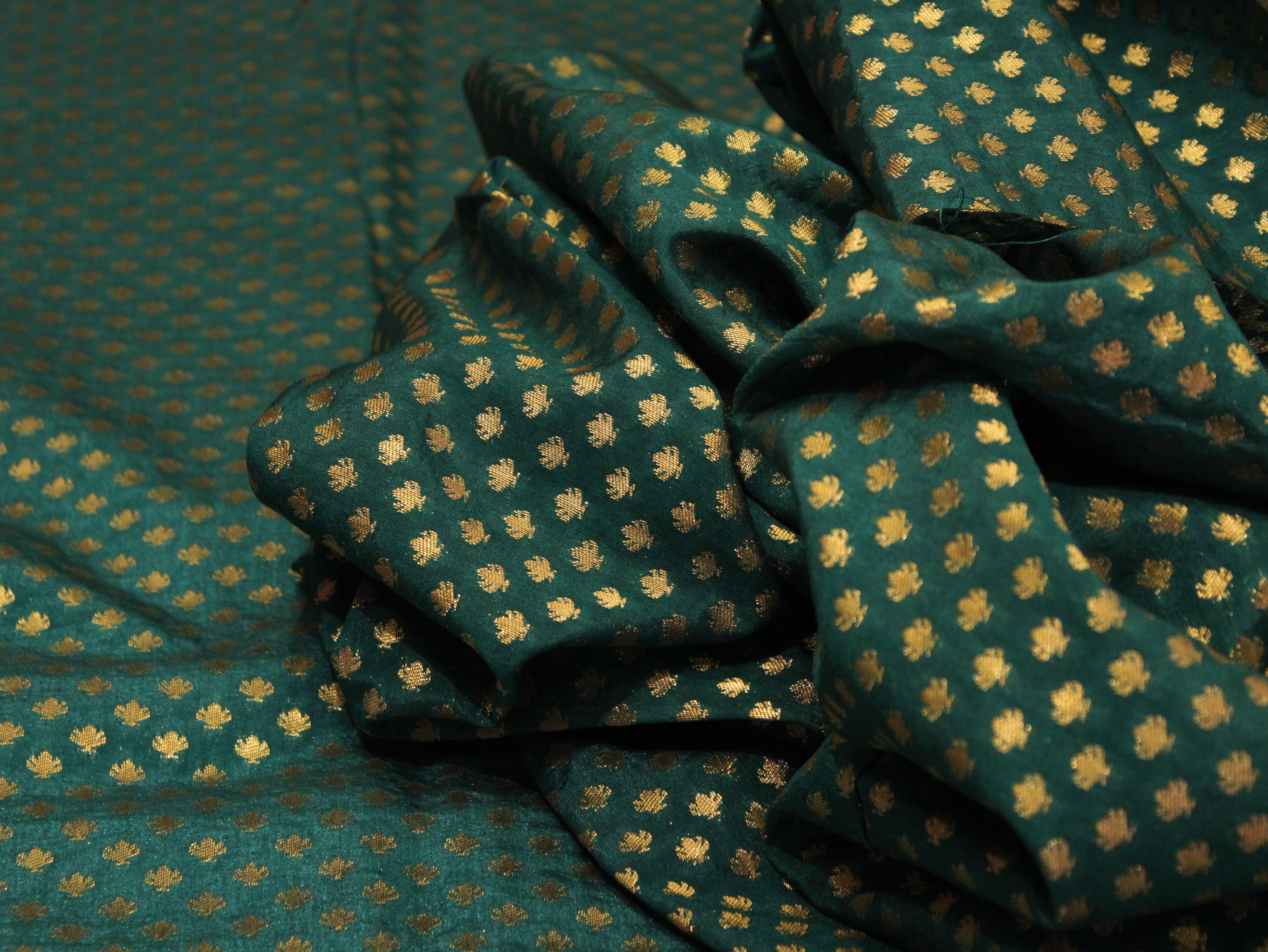 Banarasi Brocade Fabric - Firozi - M'Foks