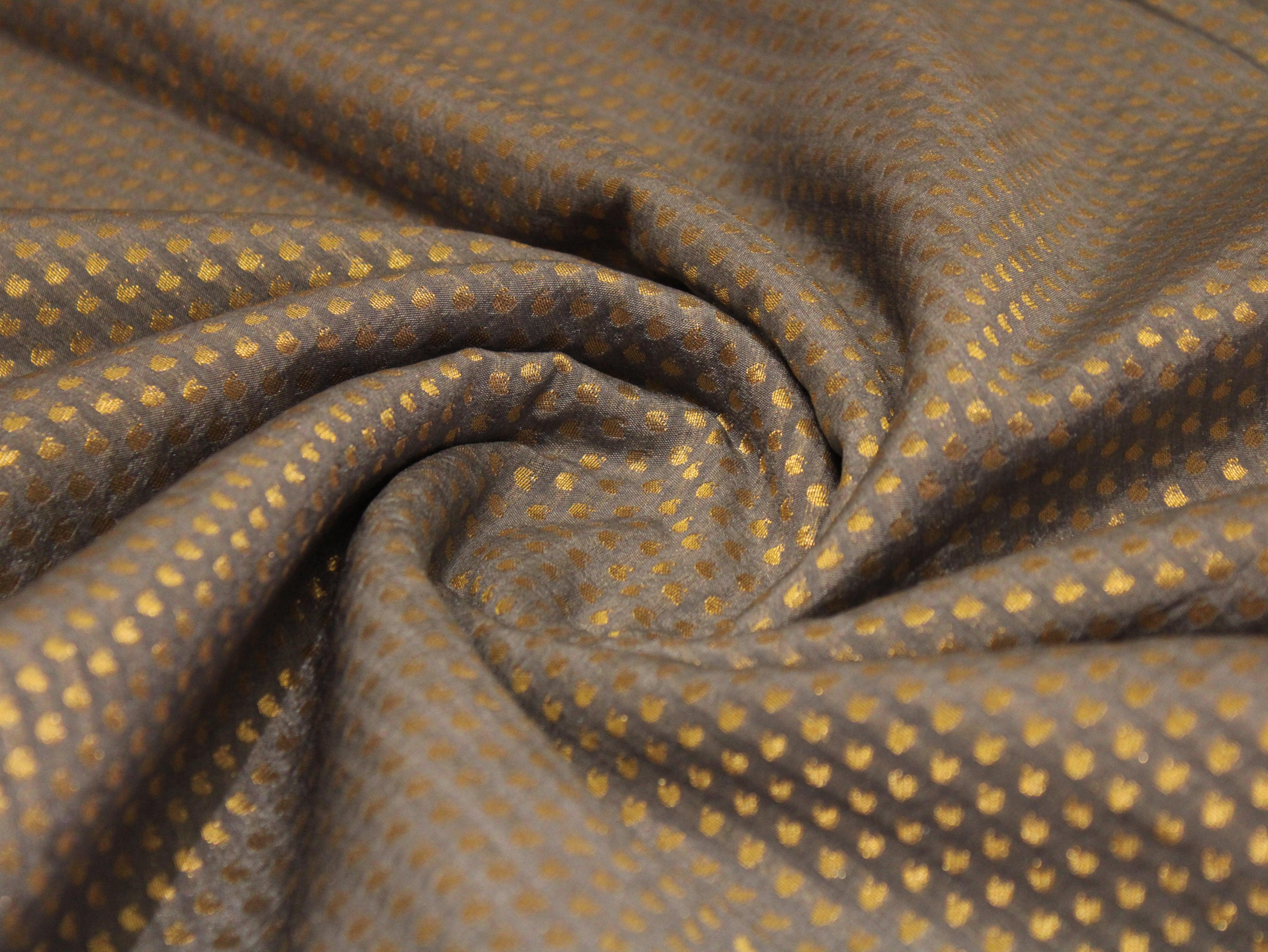 Banarasi Brocade Fabric - Grey - M'Foks